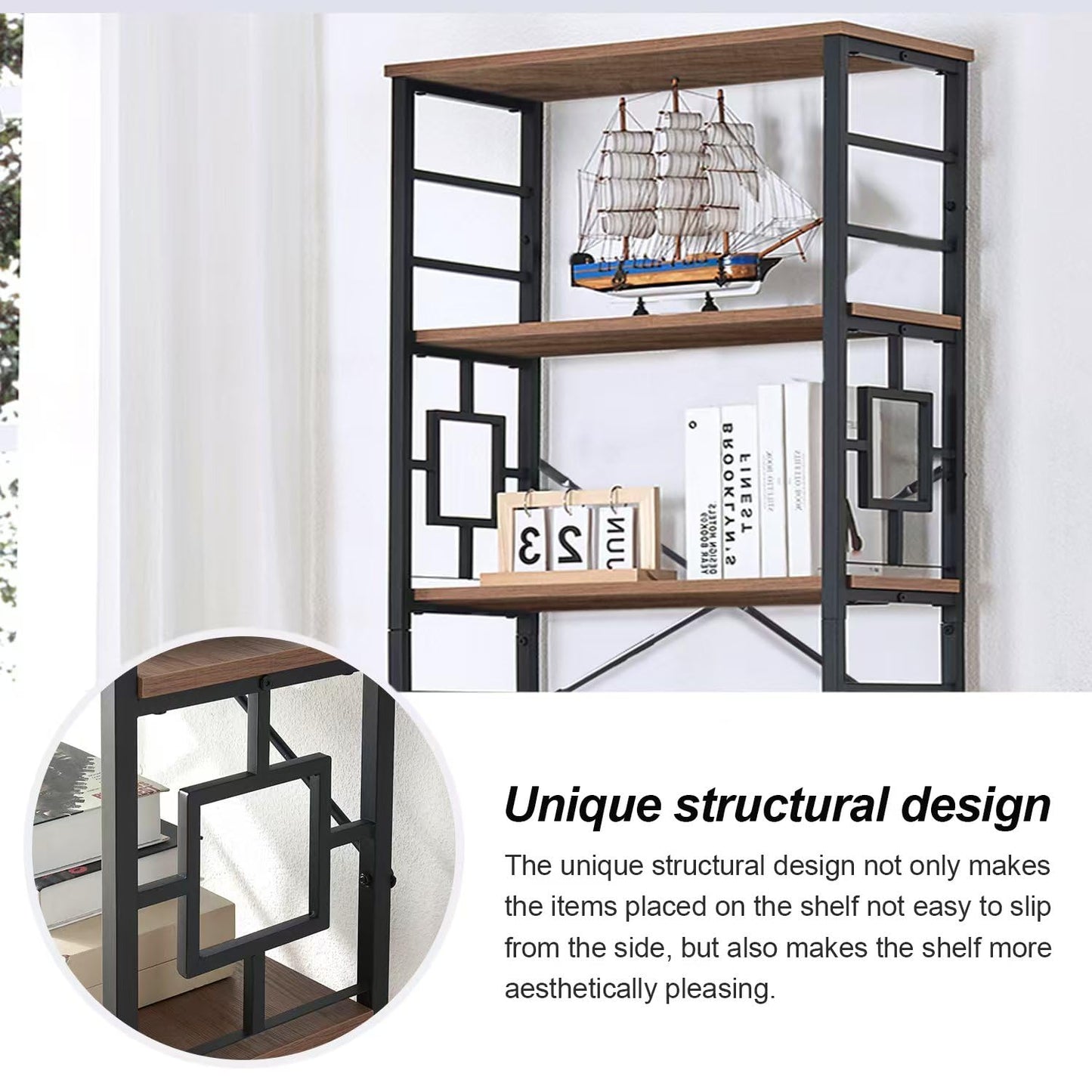 HOMISSUE Tall Bookshelf, 84 Inch Industrial Bookshelf with Metal Frame and Open Shelves, 7 Tier Metal Bookshelves and Bookcases, Rustic Tall Book Shelf for Office, Living Room and Bedroom, Brown