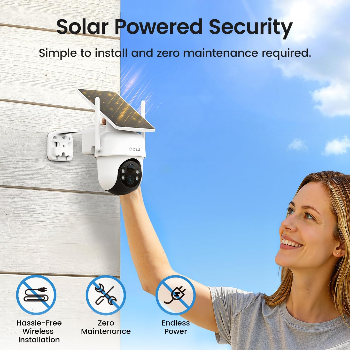 aosu Security Cameras Wireless Outdoor, 6-Cam Kit, No Subscription, aosuBase Expandable to 1TB (32GB Built-in), 5MP Solar Camera Wireless Outdoor, 360° Pan & Tilt, Human Auto Tracking, Easy Setup
