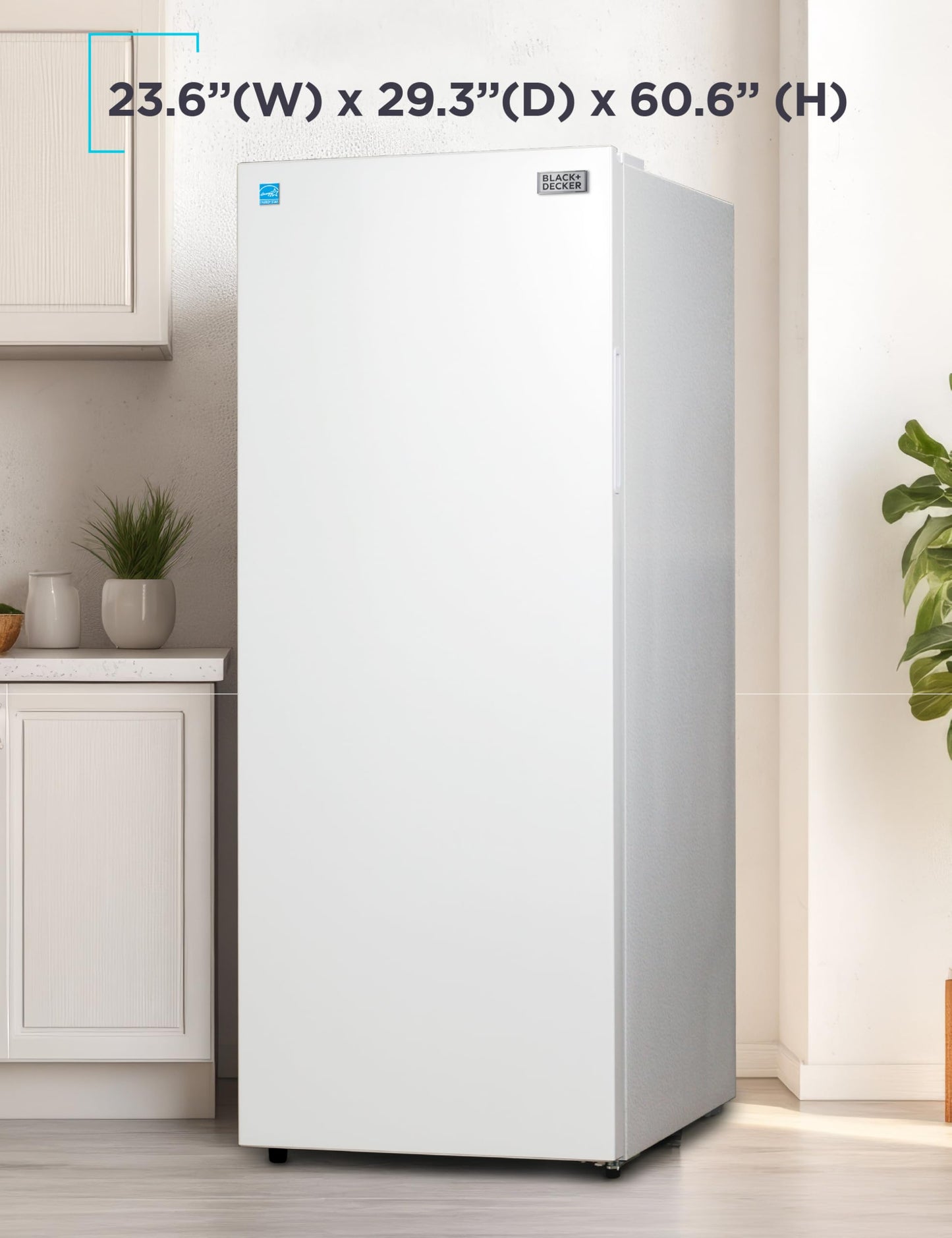 BLACK+DECKER 11 Cu. Ft. Convertible Freezer Refrigerator, Upright Freezer with Glass Shelves, Reversible Door, ENERGY STAR rated, Frost Free, BUC1100XW, White