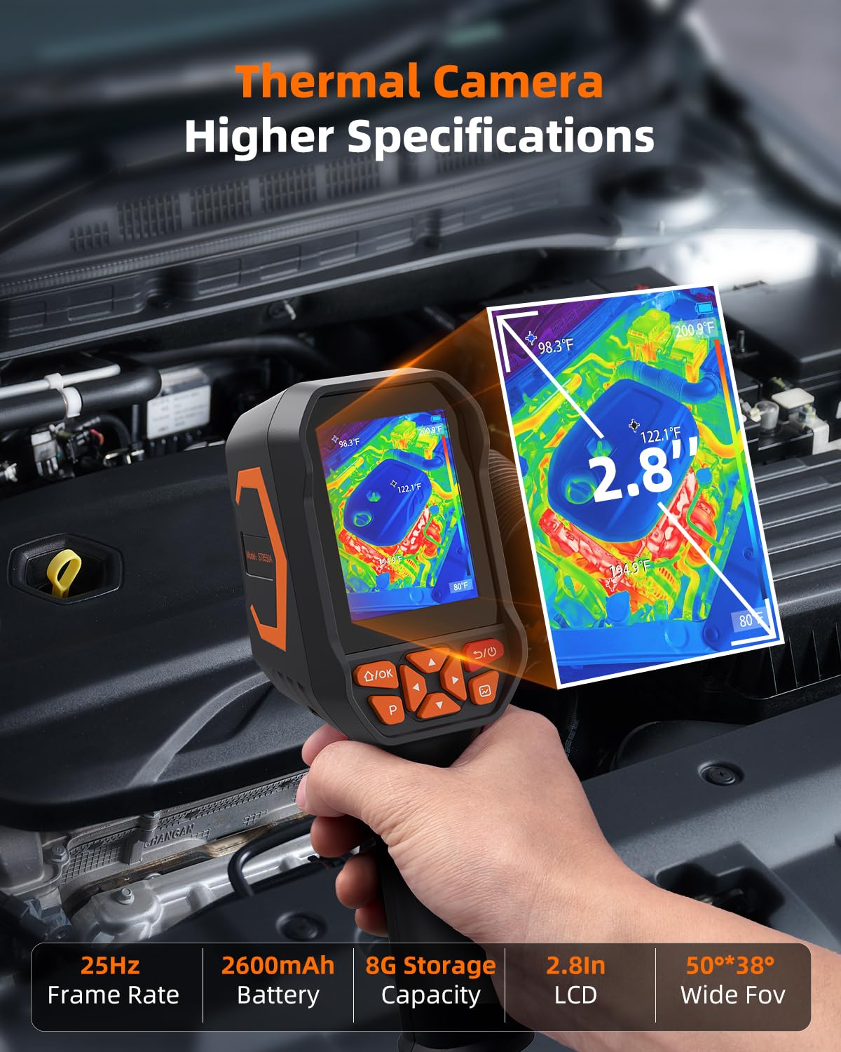Tadeto Infrared Thermal Camera, Thermal Imaging Camera with Laser Pointer, 256*192 TISR Resolution IR Camera with 320*240 LCD Screen and 9 Thermal Palettes for Electrical/AC/HVAC/Pet/Home Inspection