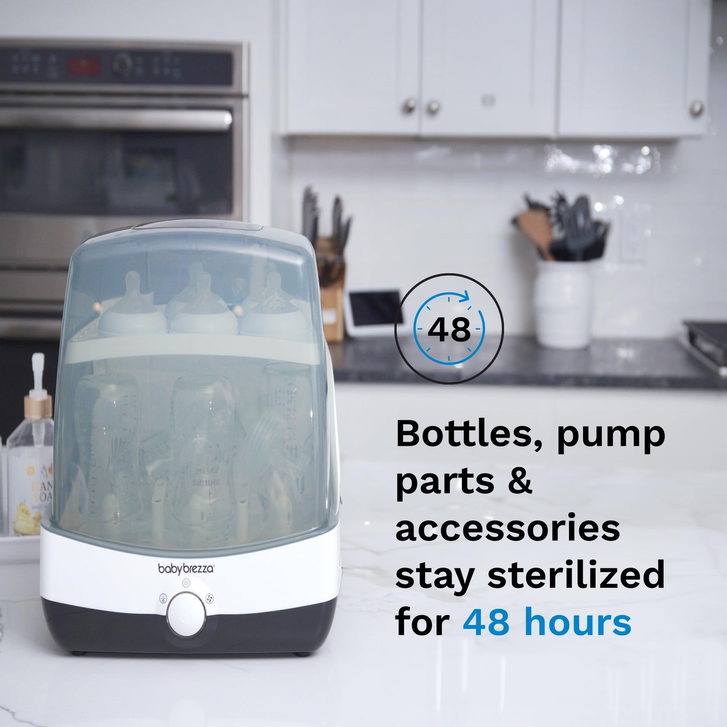 Baby Brezza Superfast 10 Minute Baby Bottle Sterilizer + Dryer - 75% Faster – Universal Electric Steam Sterilization for All Bottles, Pacifiers + Breast Pump Parts