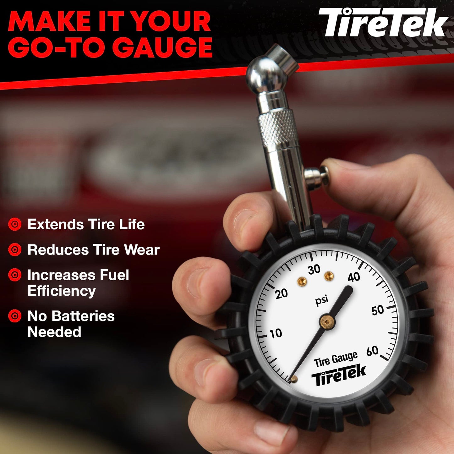Tire Pressure Gauge for Cars (0-60 PSI, ANSI Certified) Premium Air Pressure Gauge for Tires - Easy to Read Automobile Analog Circular Dial Low PSI Checker Tester