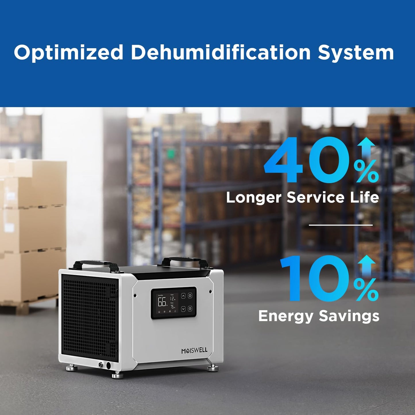 Moiswell 70 Pints Commercial Dehumidifier with Drain Hose, Compact Crawl Space Dehumidifiers for Basement and Home, Energy Star Certified, Automatic Defrost
