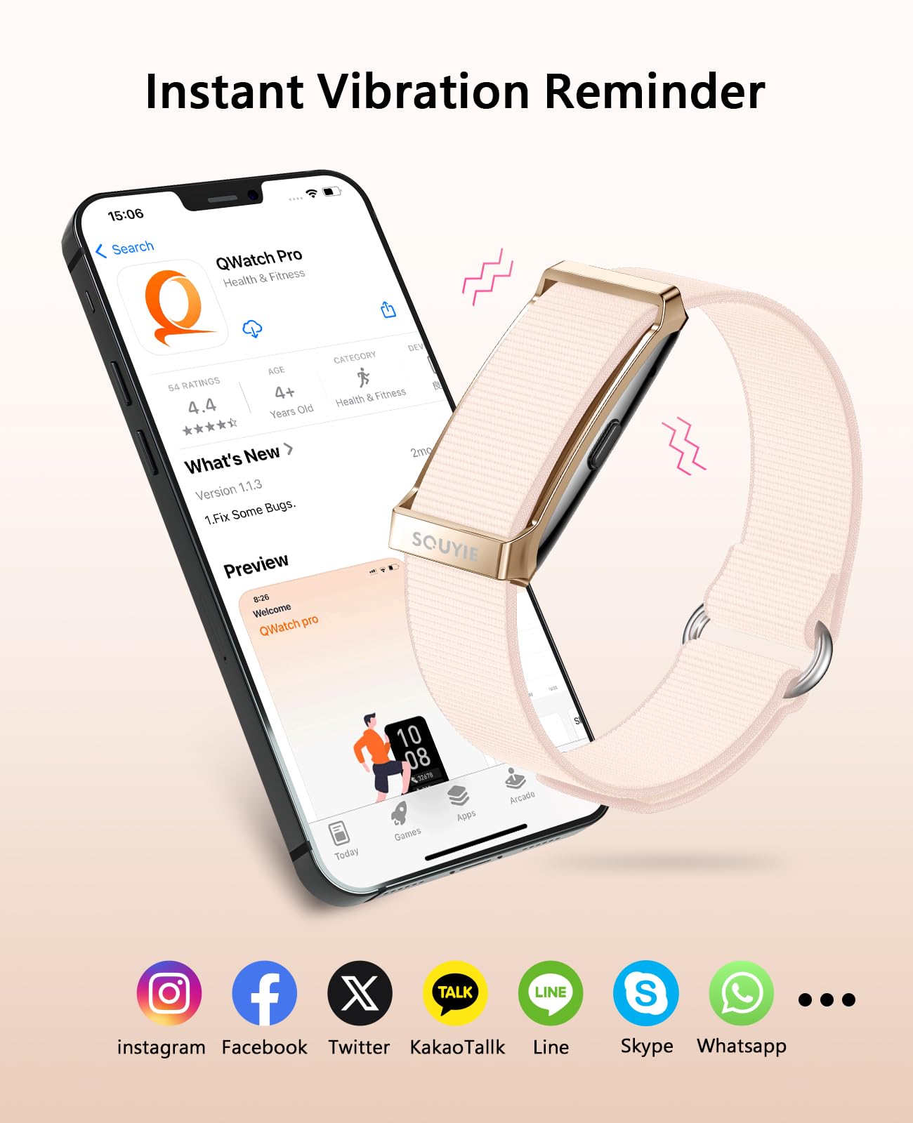 Smart Bracelet for Women, Wearable Health Activity Fitness Trackers, 24H Sleep Tracker, 24/7 Continuous Heart Rate/Blood Pressure/HRV/Stress Monitor, 170+ Sports Modes Smart Band with Free APP 2 Bands