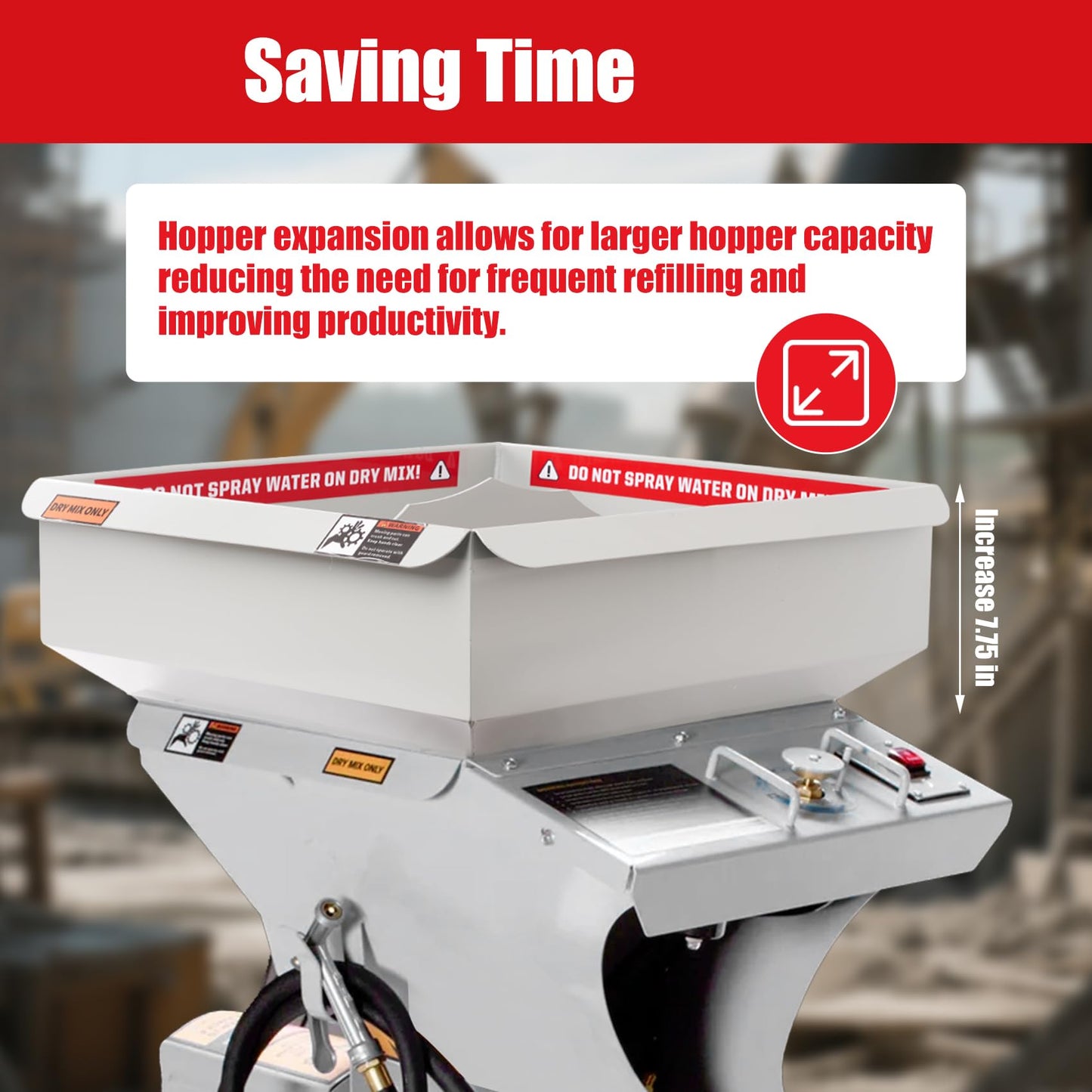 MMAC-0123 Hopper Extension, compatible with MUD MIXER MMXR-3221, Increases Your Mixer From 120 Pounds to 300 Pounds, Improving Your Work Efficiency