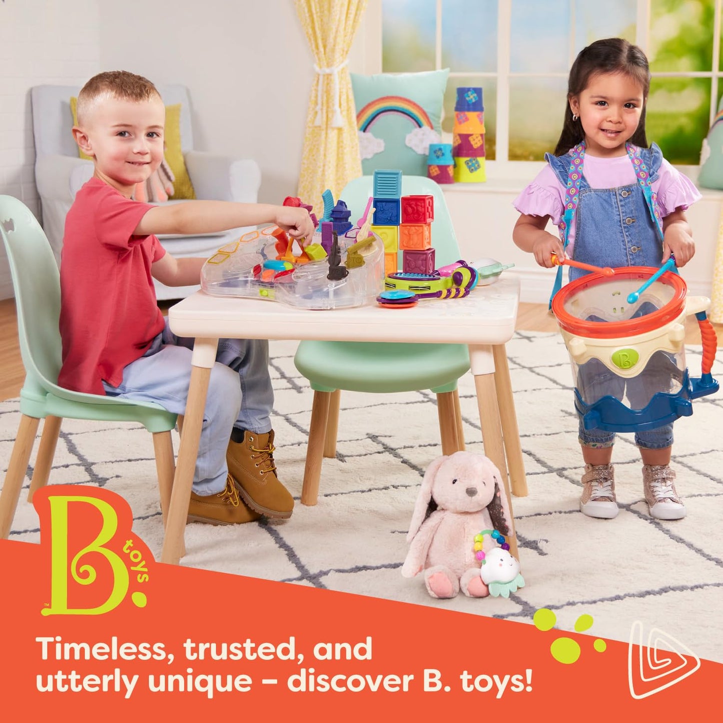 B. toys – 12-Inch Plush Teddy Bear – Soft & Cuddly Stuffed Animal Toy – Huggable & Washable – for Newborns, Toddlers, Kids – Happy Hues – Cara – Mellow Bear – 0+ Months