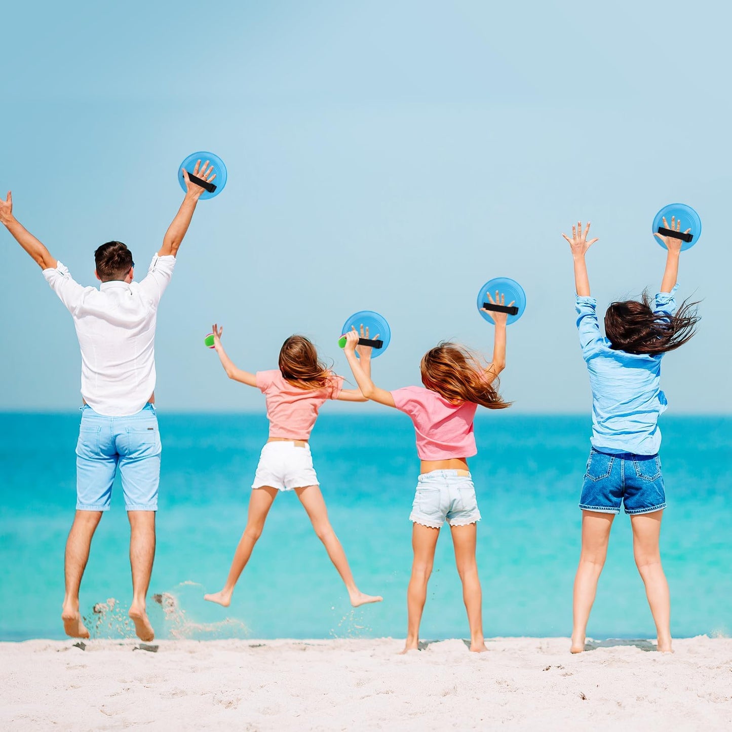 Ayeboovi Toss and Catch Ball Set 8 Paddles 4 Balls Outdoor Beach Pool Toys for 3 4 5 6 7 8 Year Old Boys Girls Birthday Gifts Easter Basket Stuffers Outside Yard Games for Kids and Family Activities