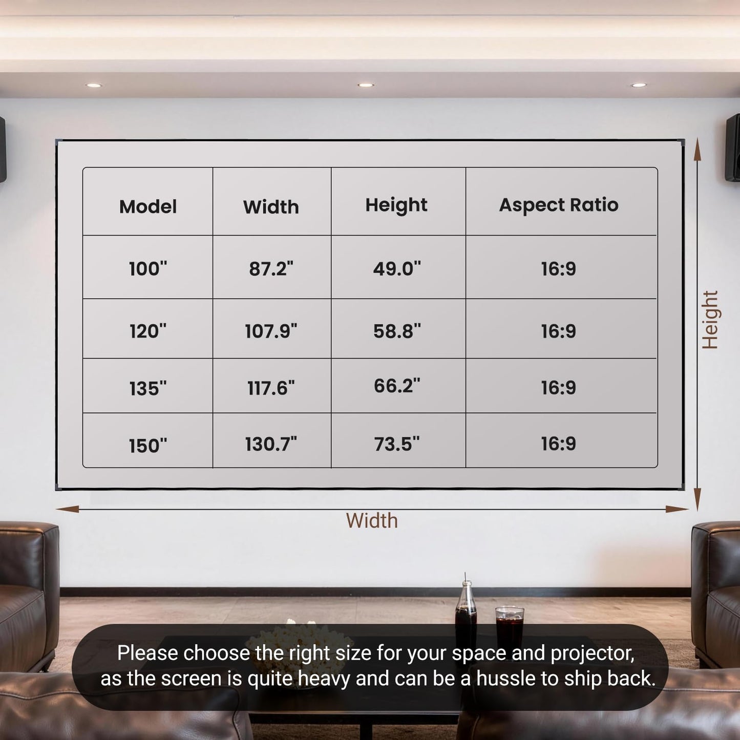 ALR Projector Screen for Standard Throw (Non-UST) with Fixed Frame by SilverMagic - Indoor Wall-Mounted Gray Screen for Home Theater/Living Room/Patio/Office/Classroom - 100 inch 16:9