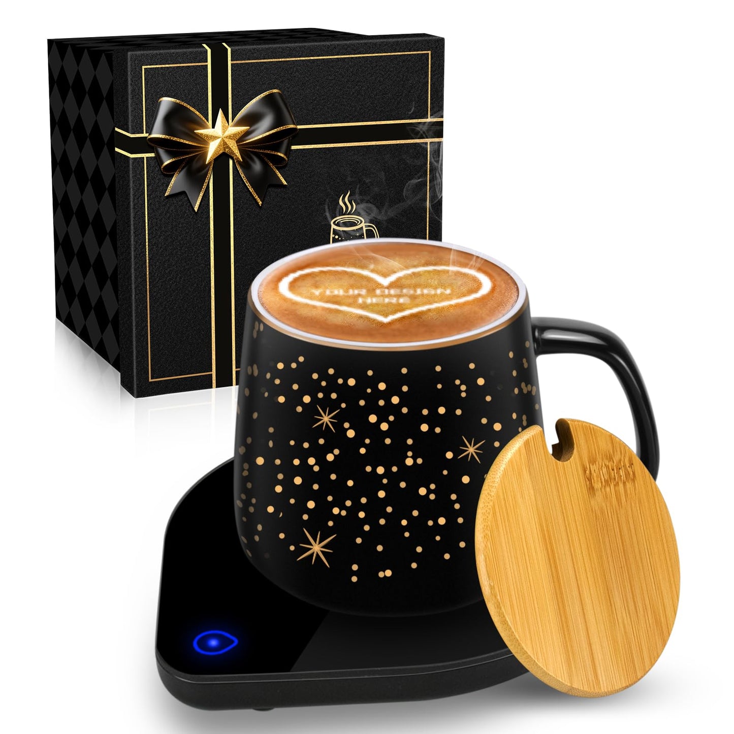 2025 Upgraded Coffee Warmer with Mug Set: Gifts for Christmas,Thanksgiving Coffee Cup with Warmer with 2 Temperature - Coffee Mug Warmer for Desk