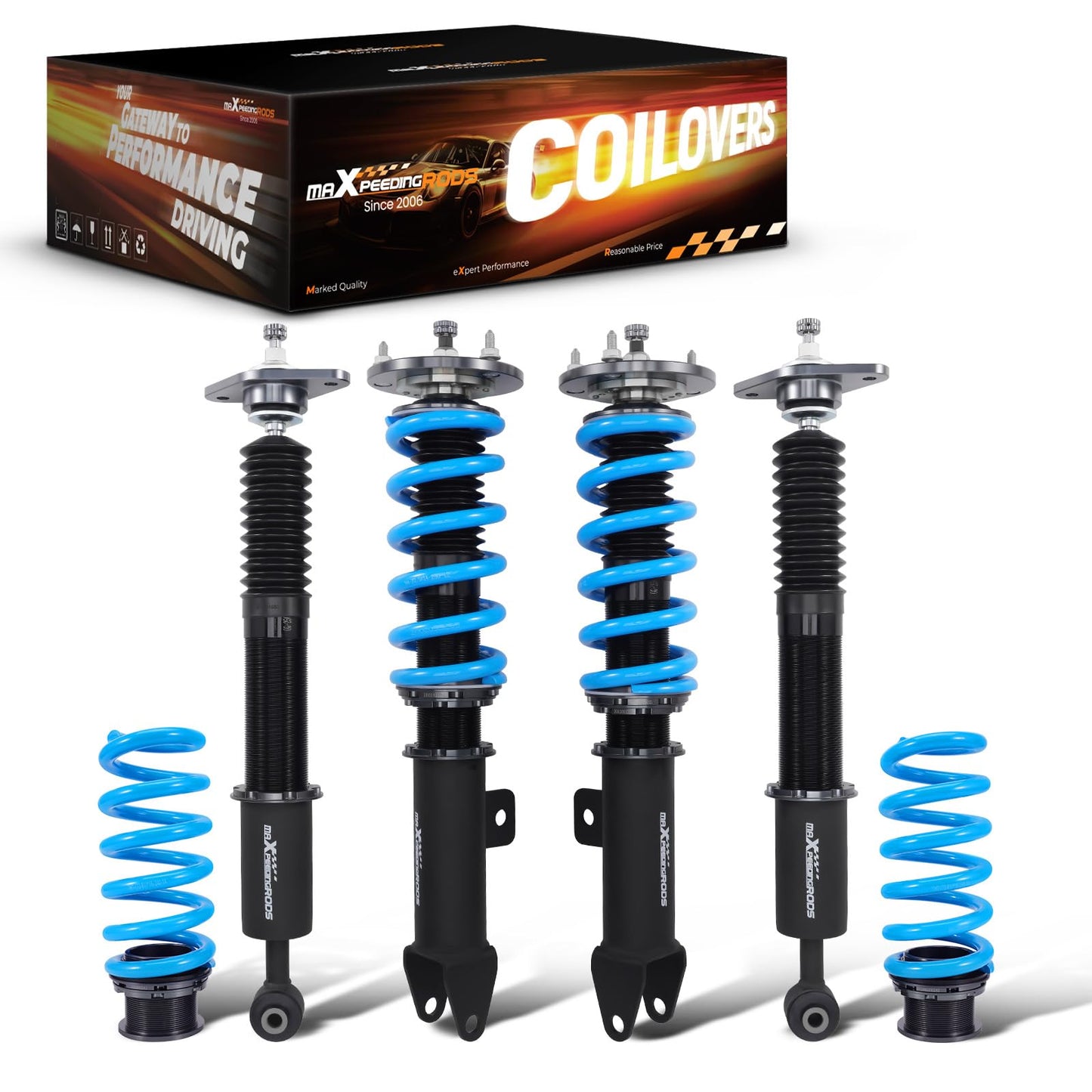 maXpeedingrods Coilovers for Dodge Challenger 2008-2010, for Dodge Charger 2006-2010, 24 Levels Damper Coilovers Suspension Kit, Height Adjustable T6 Upgraded Lowering Kits Blue