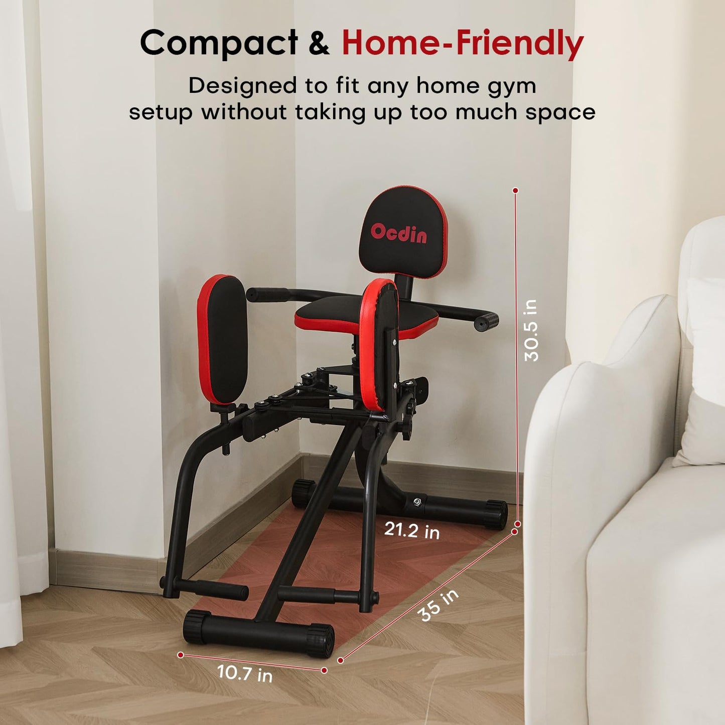 Ocdin Hip Abductor Adductor Machine for Home Gym, Inner and Outer Thigh and Glute Workout System (Black)