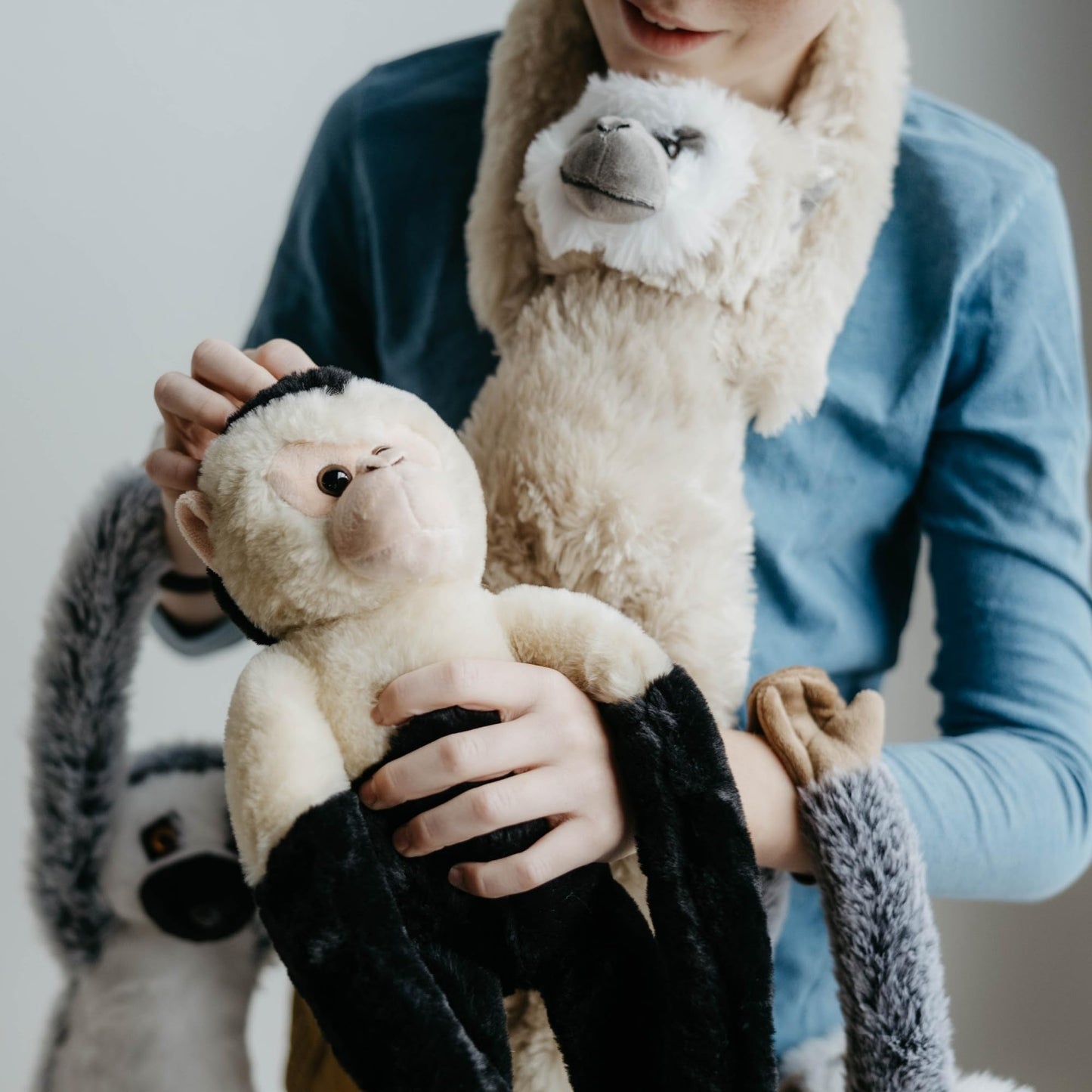 The Petting Zoo Hanging White-Handed Gibbon Monkey Stuffed Animal Plushie, Gifts for Kids, Wildlife Animals, Monkey Plush Toy 20 Inches