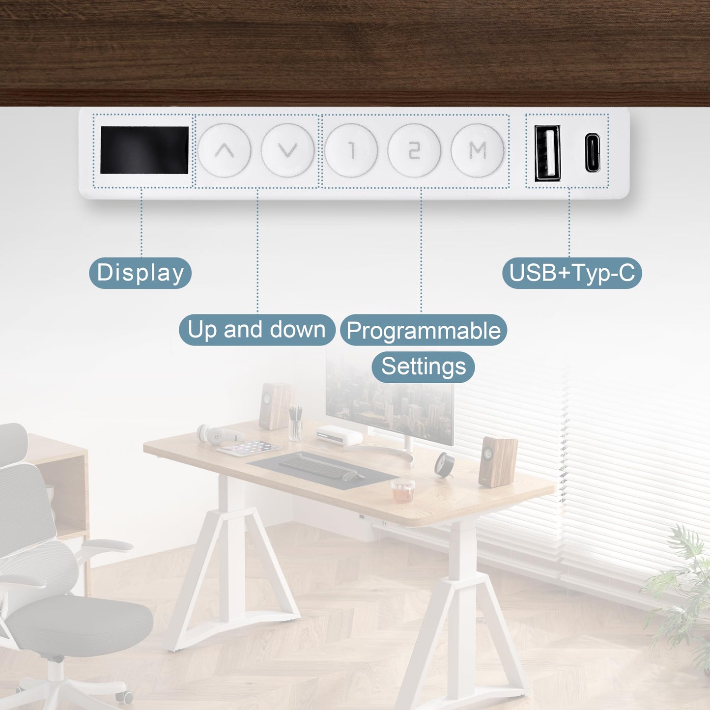 Fromann Electric Height Adjustable Sitting Standing Desk Frame Dual Motors 3 Stages Sit Stand Desk Base Legs Only (White)