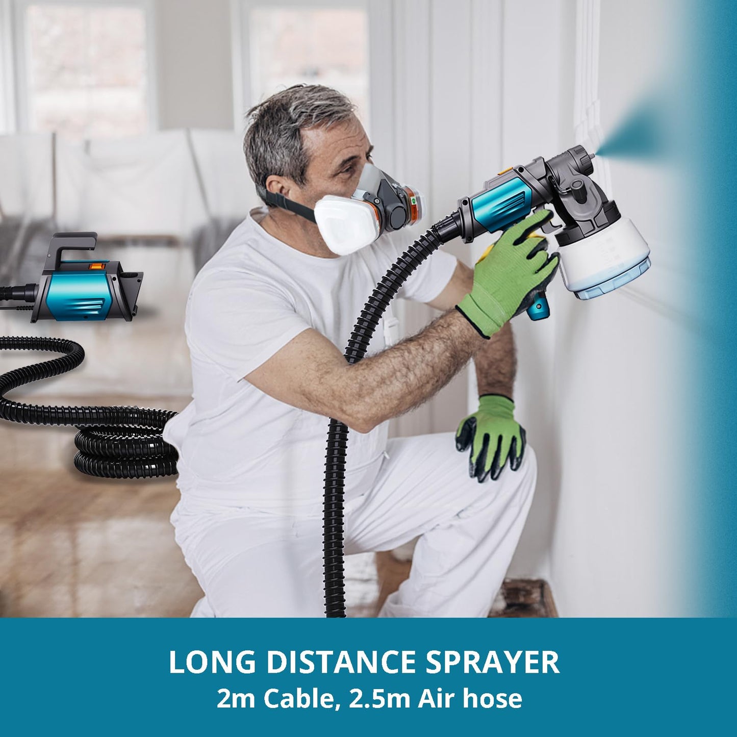 Tilswall Paint Sprayer 800W HVLP Spray Paint Gun with 1300ml Container, Electric Paint Sprayer Gun with 4 Nozzles & 3 Patterns for House Painting Furniture Cabinets Fence Home Walls Shark 800