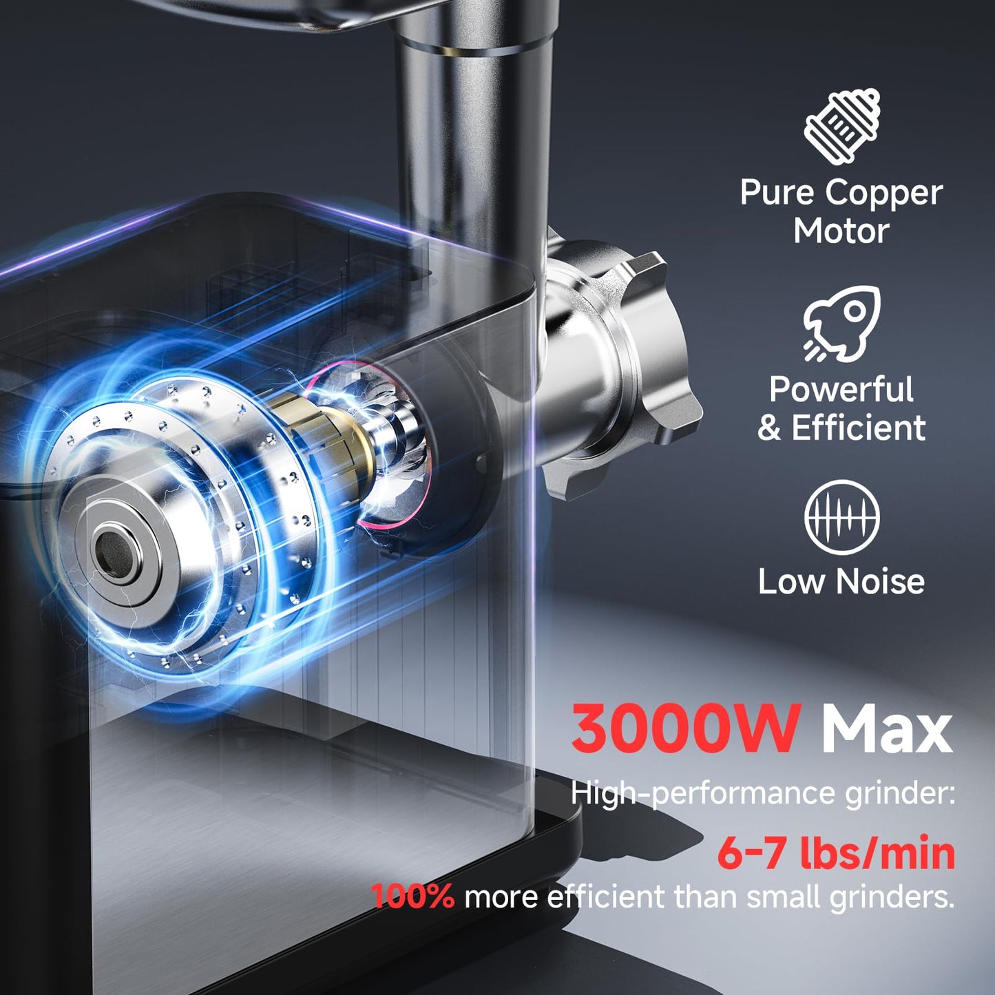 AAOBOSI Multifunctional Digital Meat Grinder Electric 3000W Max w/ 9 Touch Screen Presets, Auto-Reverse & Built-in Storage -Grinding, Sausage & Kibbe & Grate Cheese Making for Home Use