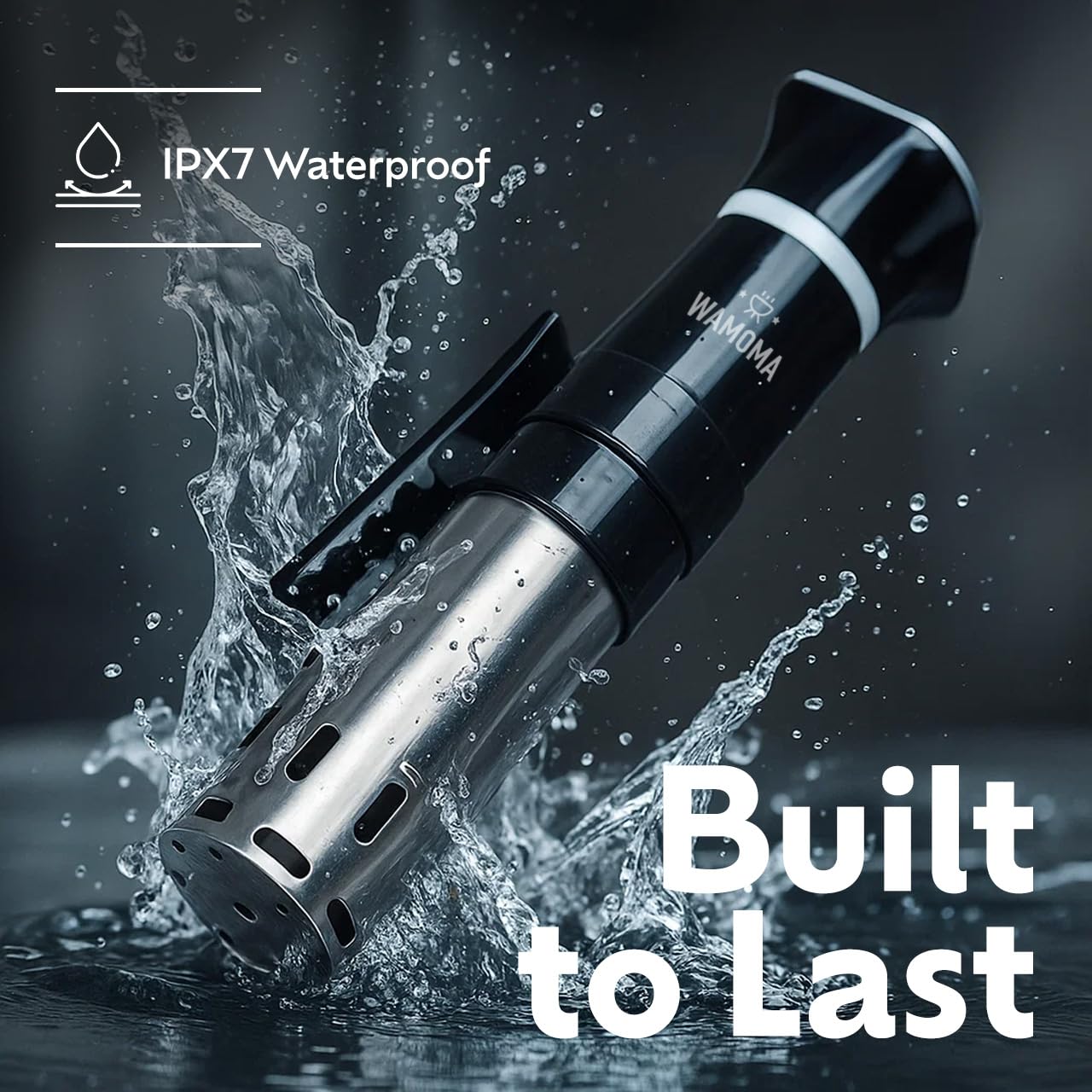 Wamoma Sous Vide Precision Cooker & 12 Quart Water Container with Free Cookbook, 1100W Ultra-Quiet Motor, IPX7 Waterproof, Smart Chip Technology, Perfectly Cooked Meals