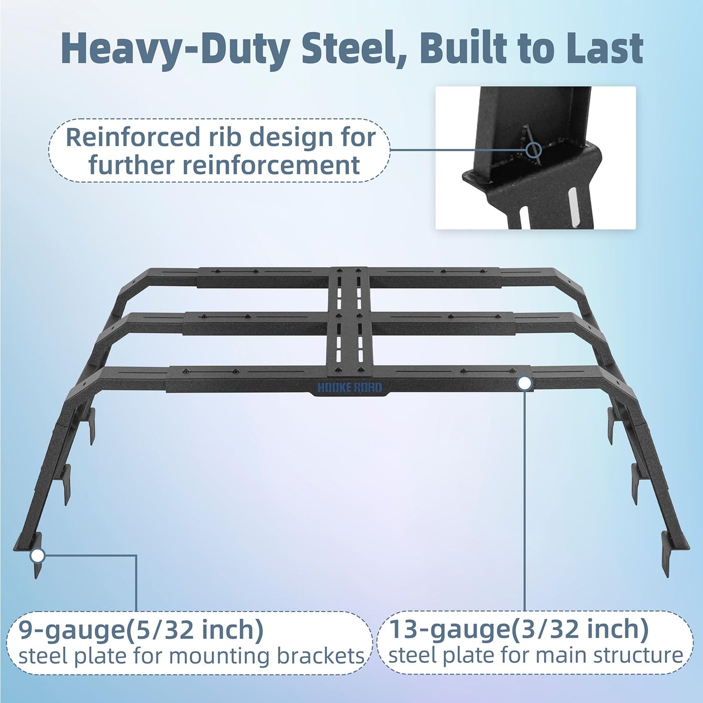 Hooke Road Overland Truck Bed Rack for Ford F-150 & Raptor, Toyota Tundra, Tacoma 6' Bed, Silverado 1500 & Sierra 1500, Ram 1500-19" High 55" Length for Full-Size Trucks
