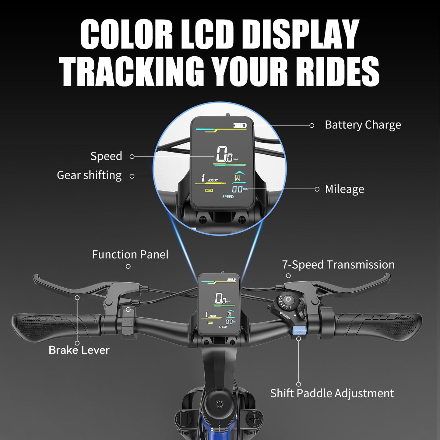ASKGO Electric Bike for Adults, 1500W Peak Mountain Ebike with 28 MPH, 65 Miles Range, 7 Speeds, 48V 10.4Ah Removable Battery 26" Ebike for Commute