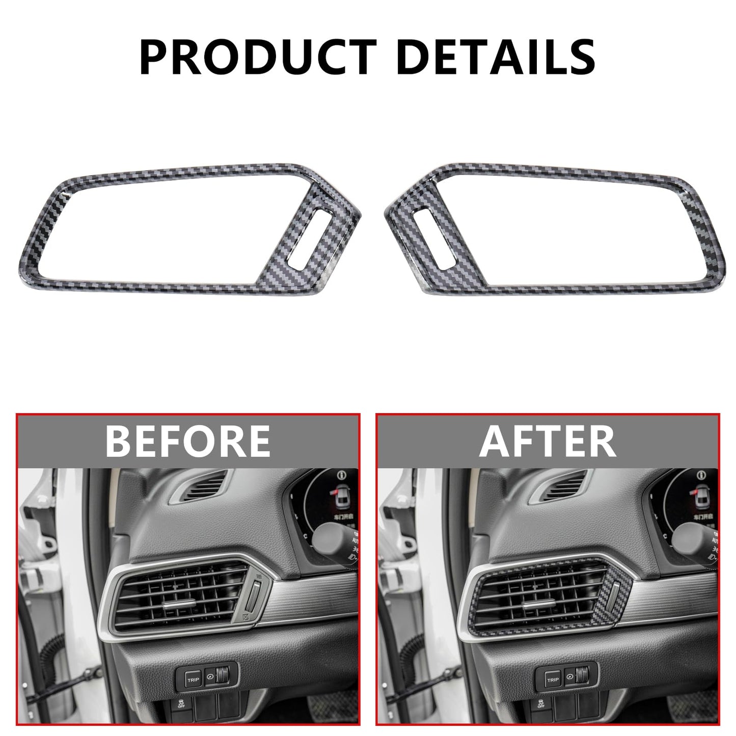 Fancemot 20 Pcs Carbon Fiber Interior Kit, Gear Shift Panel Cover AC Air Vent Cover Side Door Panel Strip Cover Steering Wheel Cover Compatible with Honda Accord 10th Gen 2018-2022
