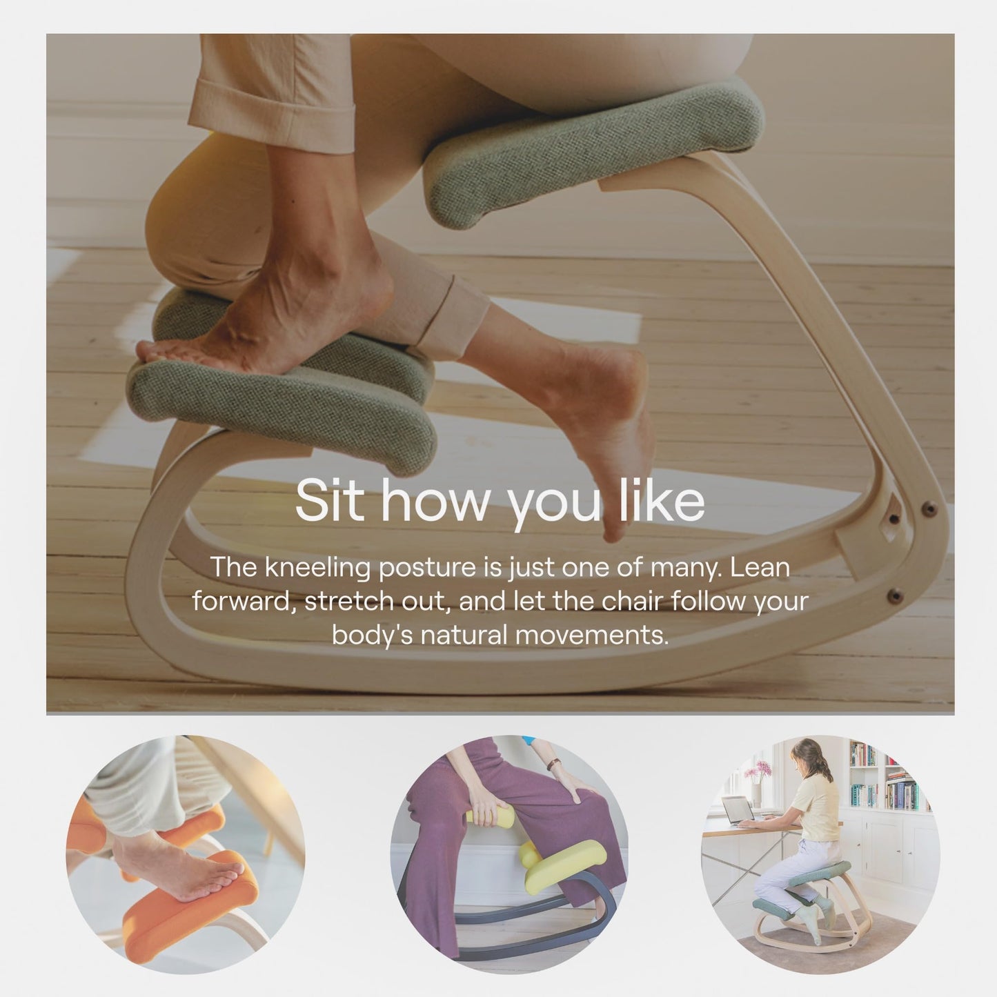 Varier Variable Balans Original Kneeling Chair Designed by Peter Opsvik (Red Revive Fabric with Natural Ash Base)