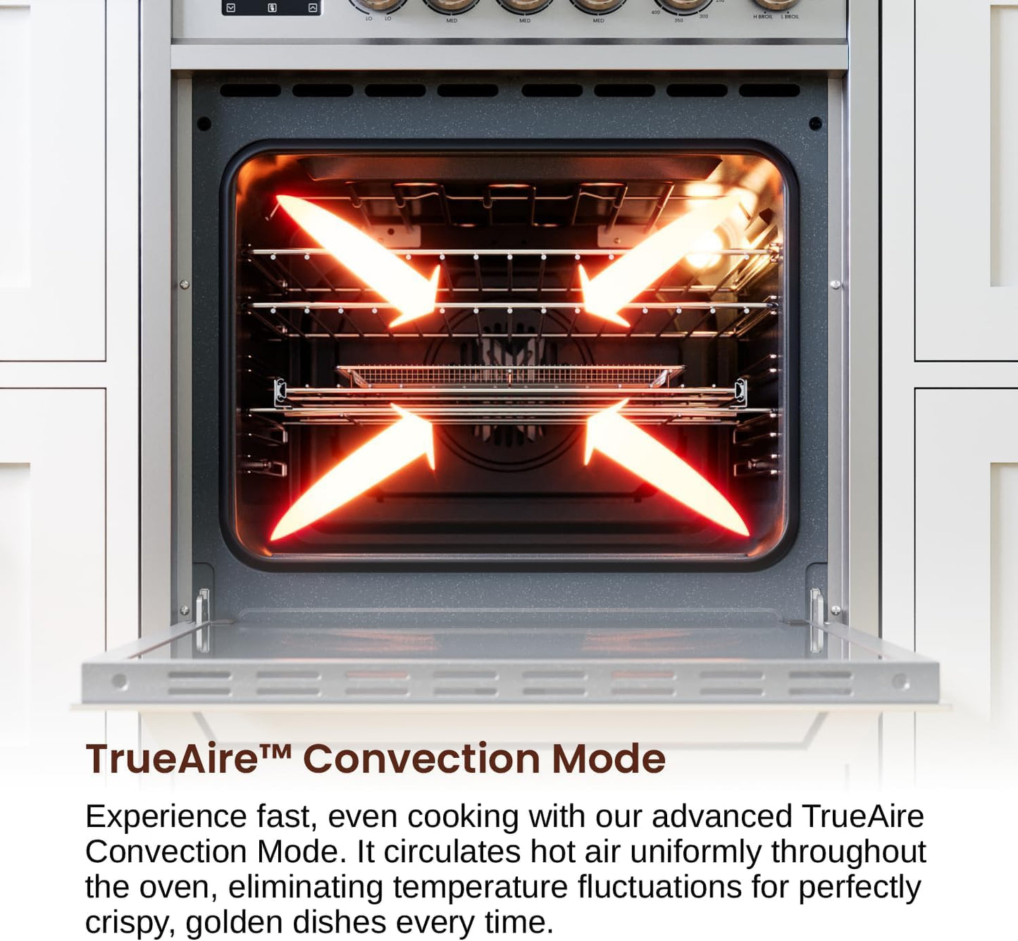 Rangaire RRE241TS 24" Electric Range Oven with Timer - Stainless Steel, Infrared Stove Burners, True Convection, Easy Reach Racks