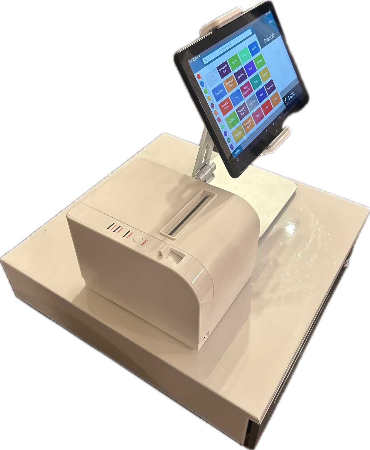 Datio POS System with Cash Register and Receipt Printer – Compatible with 9.7"–10.2" Tablets – All-in-One Retail or Restaurant POS