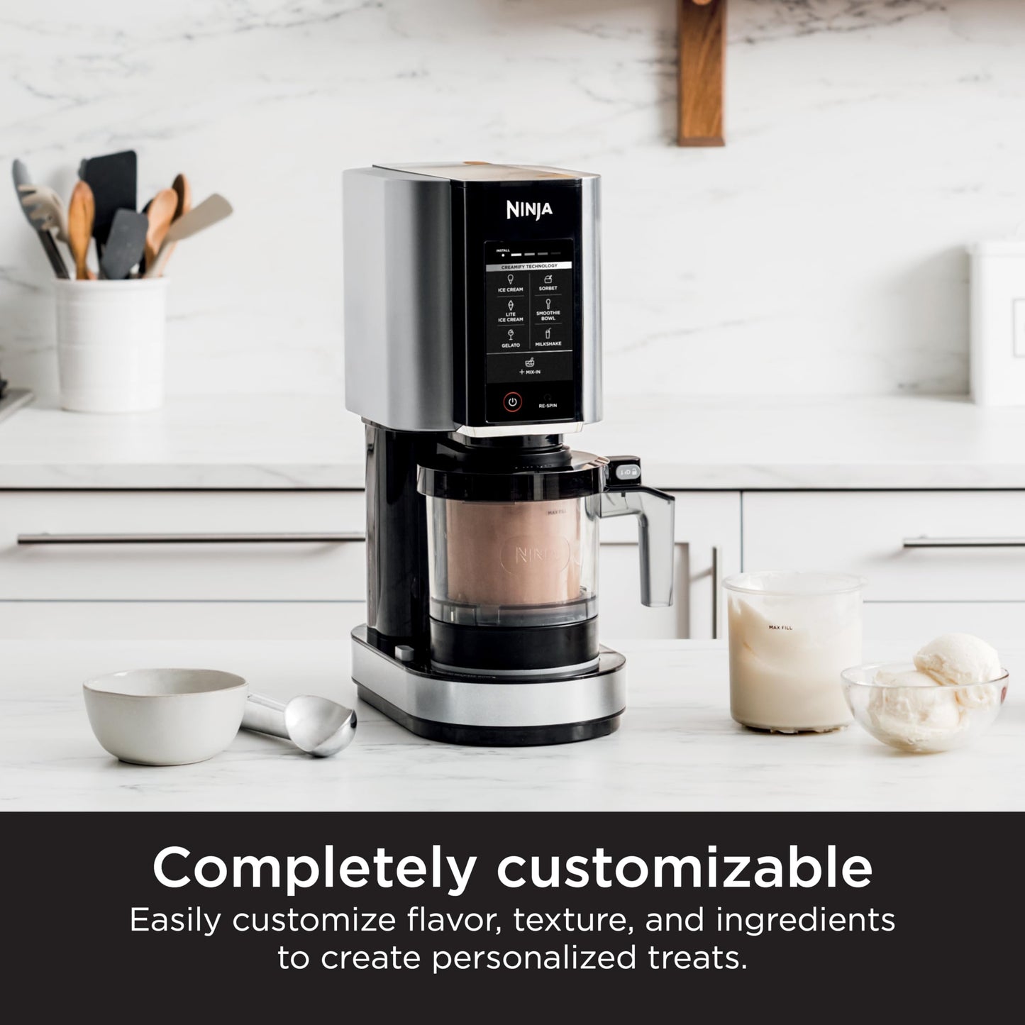 Ninja CREAMi Ice Cream Maker for Gelato, Mix-ins, Milkshakes, Sorbet, Smoothie Bowls, 7 One-Touch Programs, with (2) Pint Containers & Lids, Compact Size, Perfect for Kids, Orange Mango, NC301AO