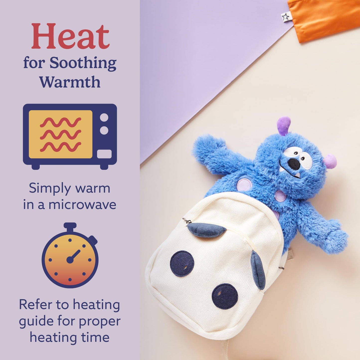 warmies Microwavable & Weighted Stuffed Animals, Blue Monster - Heat & Chill Therapy Animal Heating Pad - Hugging Comfort Weighted Plushies for Adults & Children (Boys, Girls, Babies & Toddlers)