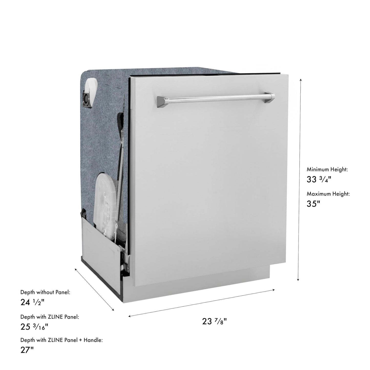 ZLINE 24" Monument Series 3rd Rack Top Touch Control Dishwasher in Stainless Steel with Stainless Steel Tub (DWMT-304-24)