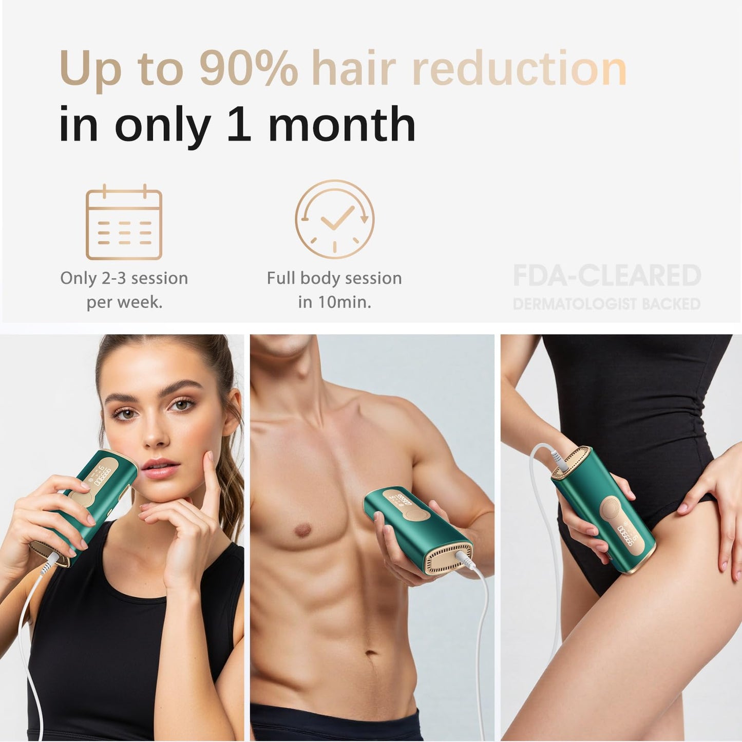 Laser Hair Removal, IPL Hair Removal for Nearly Painless & Long-Lasting Result, Safe At-Home Hair Remover Device for Armpits Back Legs Arms Face Bikini Line, Dark Green