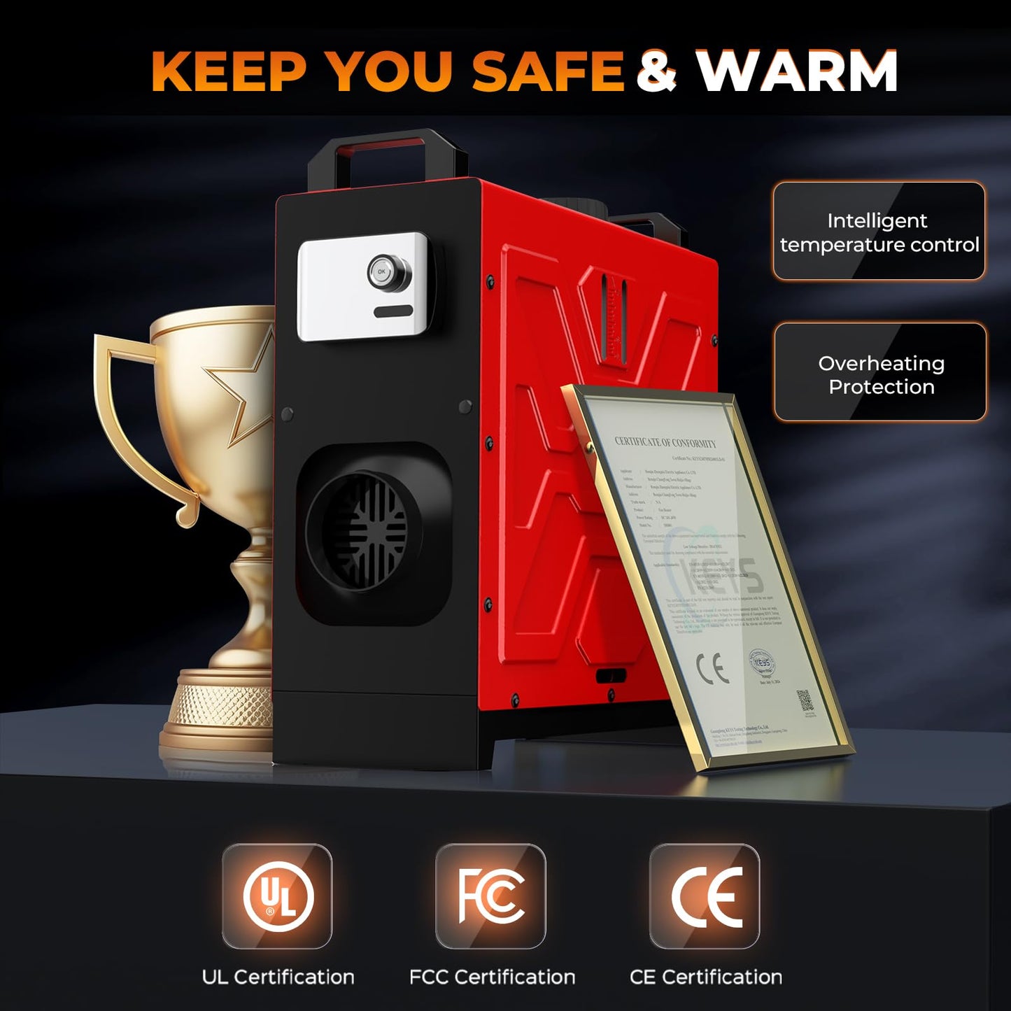 GEARLASSO Diesel Heater 12V/24V/110V 8KW APP Remote Control Parking Air Heaters All in One Fast Heating with Muffle Silencer for Campers RV Truck Boat Bus Car Trailer Garage Home Tent