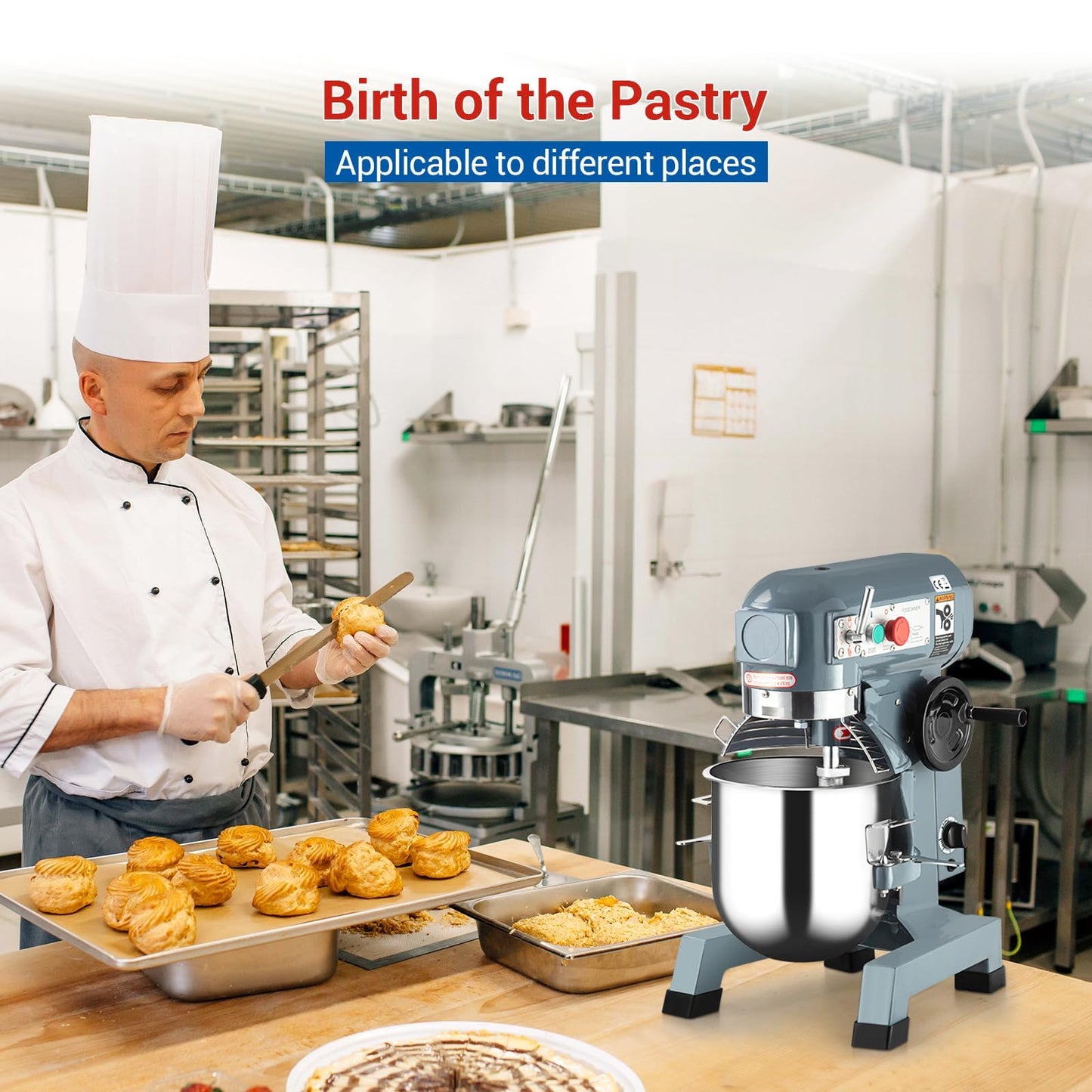Commercial Food Mixer 15QT, Commercial Mixer with 3 Adjustable Speeds, Dough Mixer Timing Function, Commercial Stand Mixer with Stainless Steel Bowl for Schools Bakeries Pizzerias