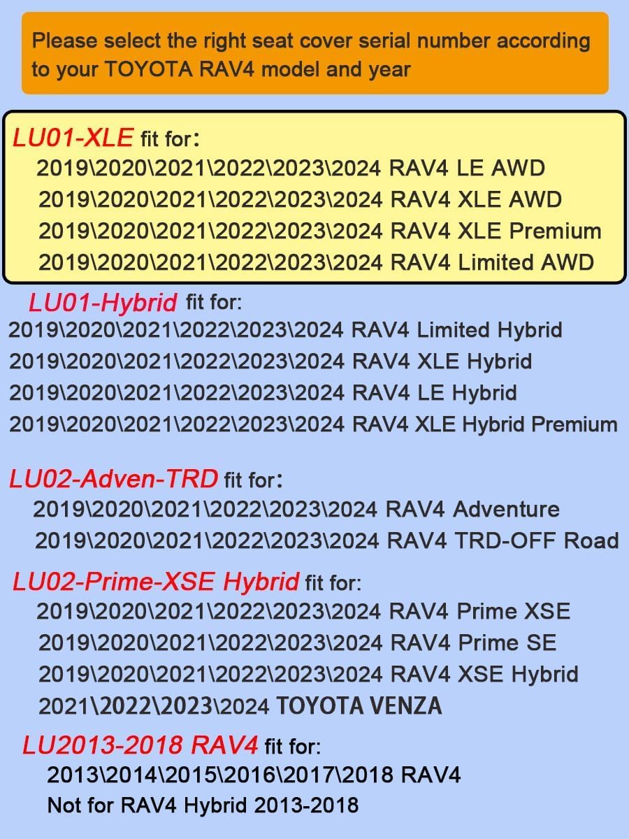 LuLuDa Custom Fit RAV4 (Not for Hybrid) Car Seat Covers Fit for Toyota RAV4 LE Limited XLE 2019 2020 2021 2022 2023 2024 2025 with Waterproof Faux Leather (Beige, LU01-XLE)