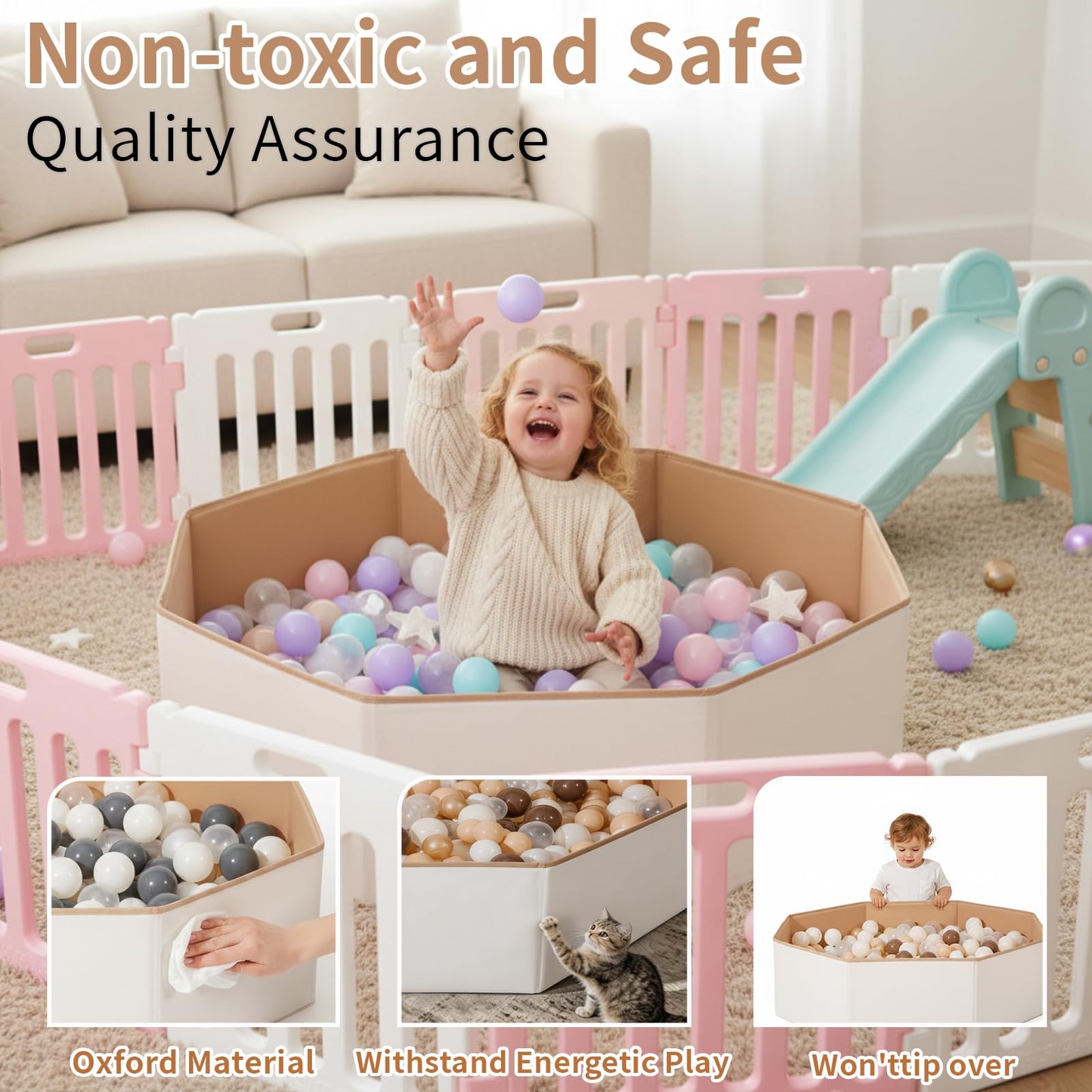 Foldable Ball Pits for Kids and Pets - Versatile Toddler Pool and Cat Ball Pit - Perfect for Girls and Boys Indoor and Outdoor Play Ball Pit - Easy to Assemble and Storage(Balls Not Include)