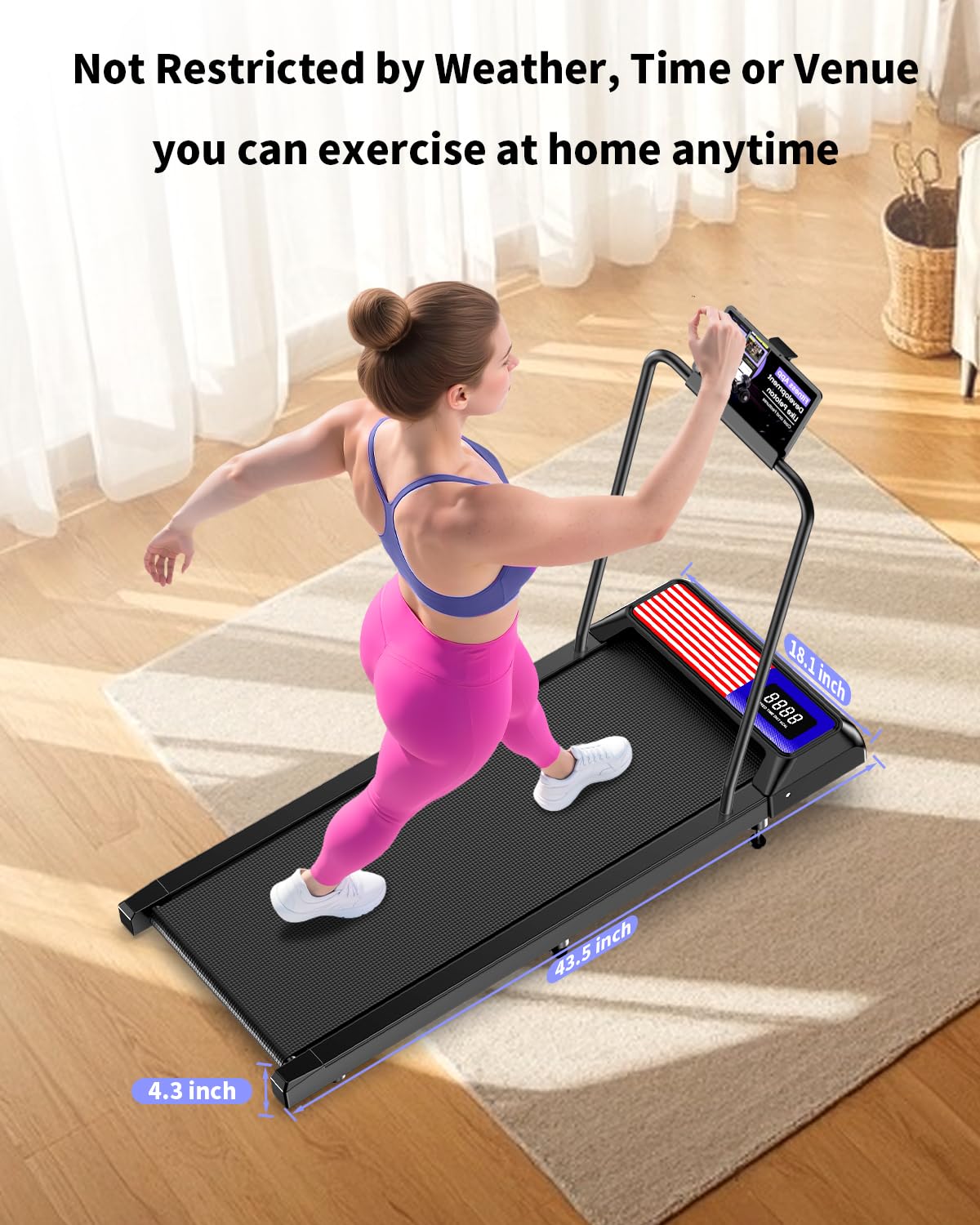 HCOIW Walking with Incline Pad and Handle Bar, 3 in 1 Mini Walking Machine, 2.5HP Low Noise Treadmill for Home with Remote Control, Treadmill with Handle Bar, 270lbs Capacity