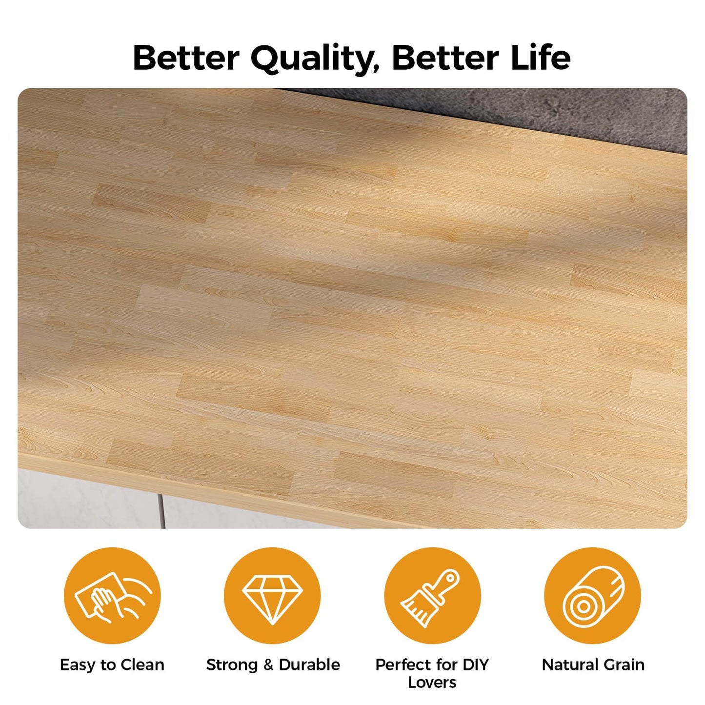Solid Wood Butcher Block Countertop - 6ft Unfinished Birch Slab Counter Top Wooden Table Desk Top for DIY Kitchen Island, Workbench, Washer Dryer, Coffee Bar Table, 72"x25"x1.5"