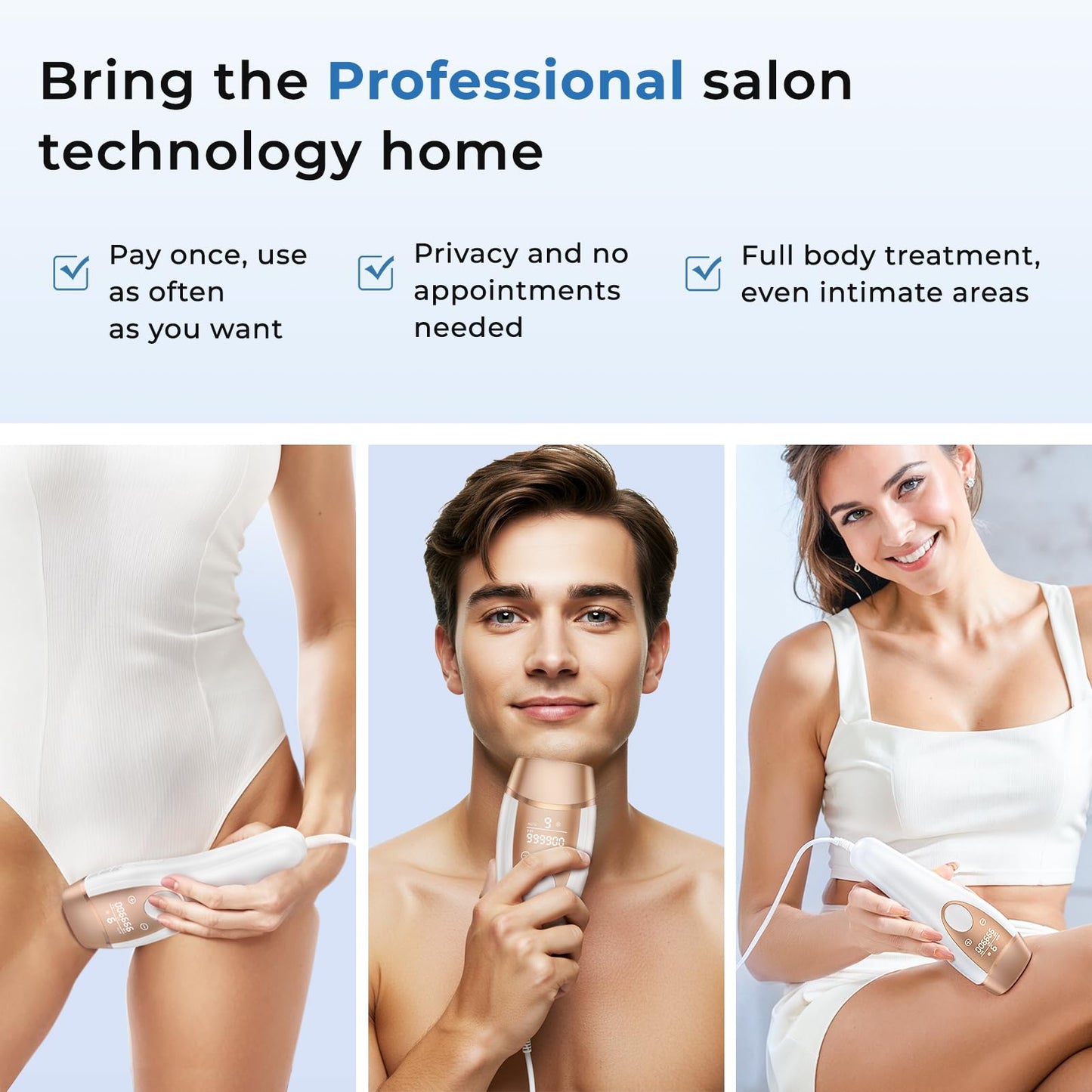ZAIRUZ Ice Cool Laser Hair Removal for Women & Men, 9-Level Permanent Painless IPL Hair Remover Device for Body Face Legs Armpits Bikini Line, At-Home Use