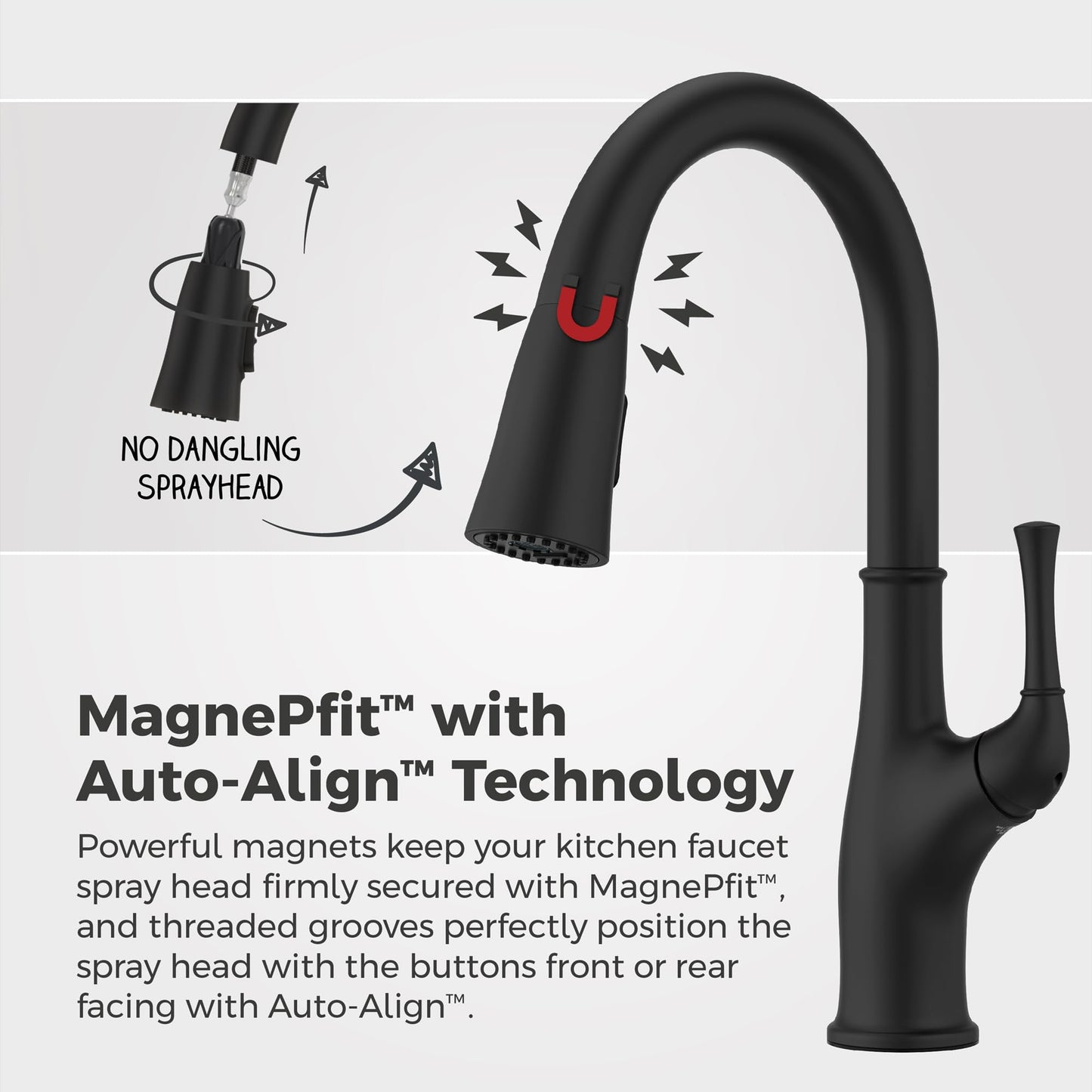 Pfister Alderwood Kitchen Faucet with Pull Down Sprayer and Soap Dispenser, Single Handle, NSF Certified, Matte Black Finish, F5297AWB