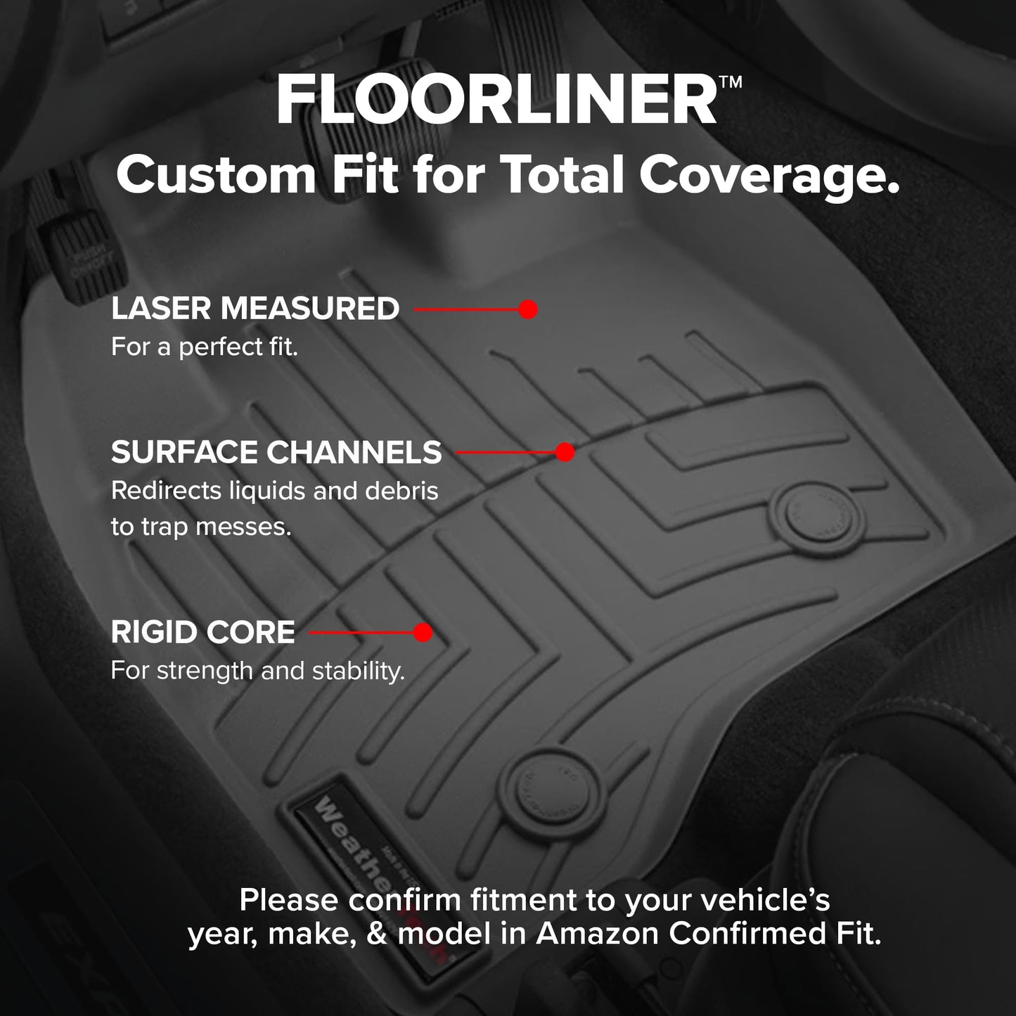 WeatherTech Custom Fit FloorLiners for Ford Super Duty, Super Duty, Super Duty - 1st & 2nd Row (441012-1-3), Black