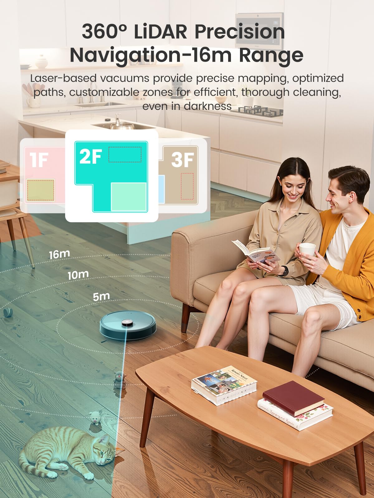 Lefant LiDAR Robot Vacuum and Mop, 20000Pa Suction, 90-Day Self-Emptying, Obstacle Avoidance, Auto Mop Washing&Drying, All-in-One for Pet Hair Carpet, 5G WiFi Alexa/APP/iWatch Control, M3 Max