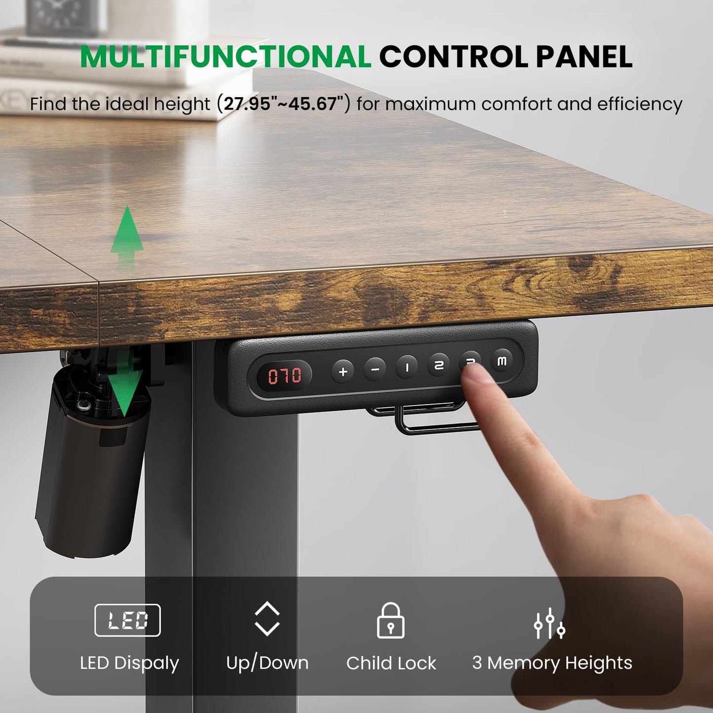 SIAGO Electric Standing Desk Adjustable - 63 x 24 Inch Sit Stand up Desk with Cable Management - 3 Memory Preset Adjustable Height Table