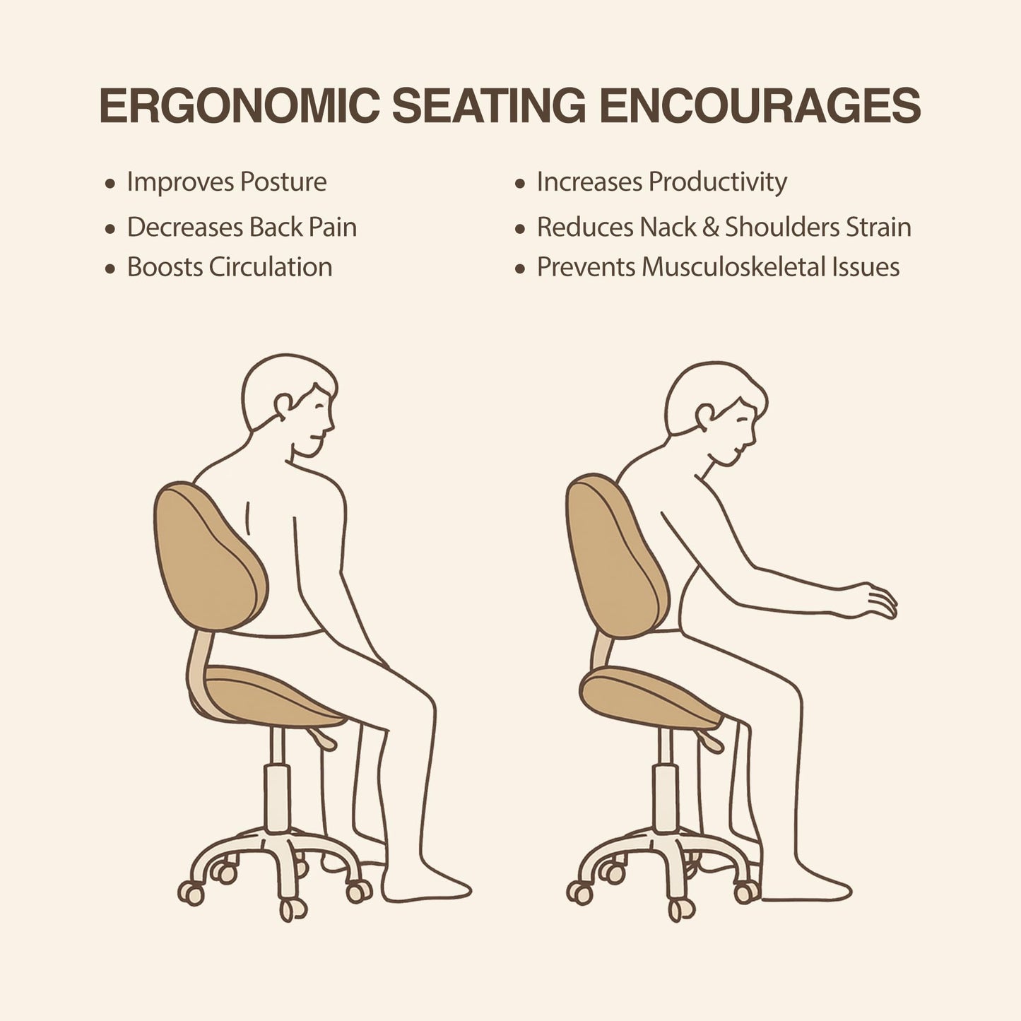 DR.LOMILOMI Pneumatic Swivel Rolling Saddle Chair with Wheels and Ergonomic Back Support for Hair Stylist, Dental Hygienist, Hygienic Clinic, Spa, Massage, Home, Office - 510 KOA (Vanilla, Standard)