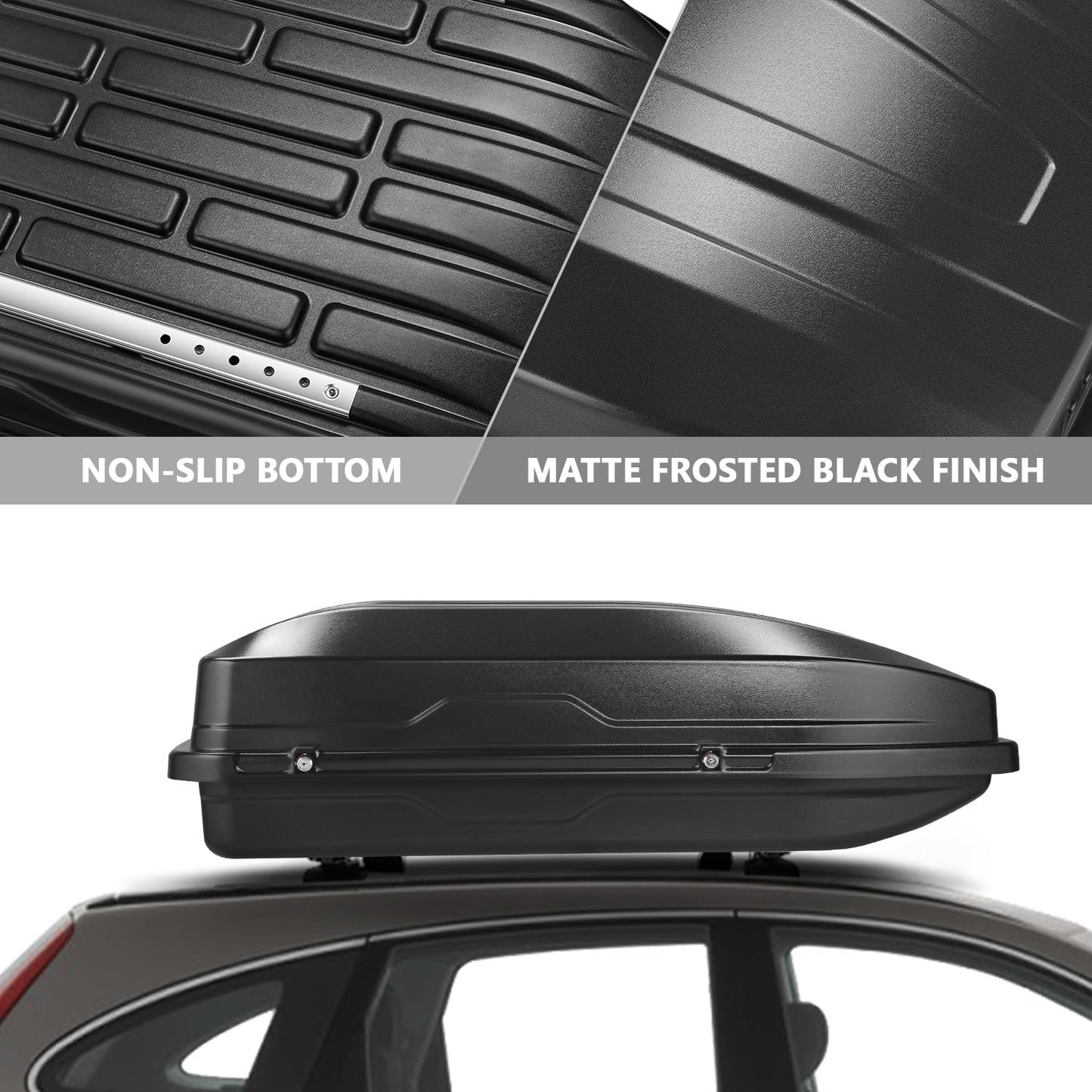 DNA MOTORING Rooftop Cargo Box, 13 Cubic Ft 110 lbs Capacity, Car Top Cargo Carrier Hard Shell Weatherproof Lockable Heavy Duty Car Top Storage Case Roof Box, 56.3" L x 36.8" W x 16.25" H, PT-ZTL-8188