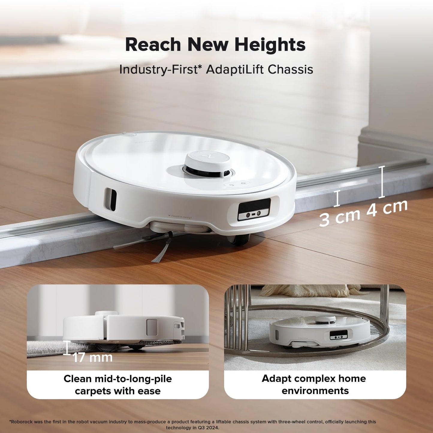 roborock Qrevo Curv Robot Vacuum and Mop, Zero-Tangling, AdaptiLift Chassis, FlexiArm Technology, Al Obstacle Recognition, 17mm Mop Lift, 18,500Pa Suction, Hot Water Mop Washing & Dock Self Cleaning