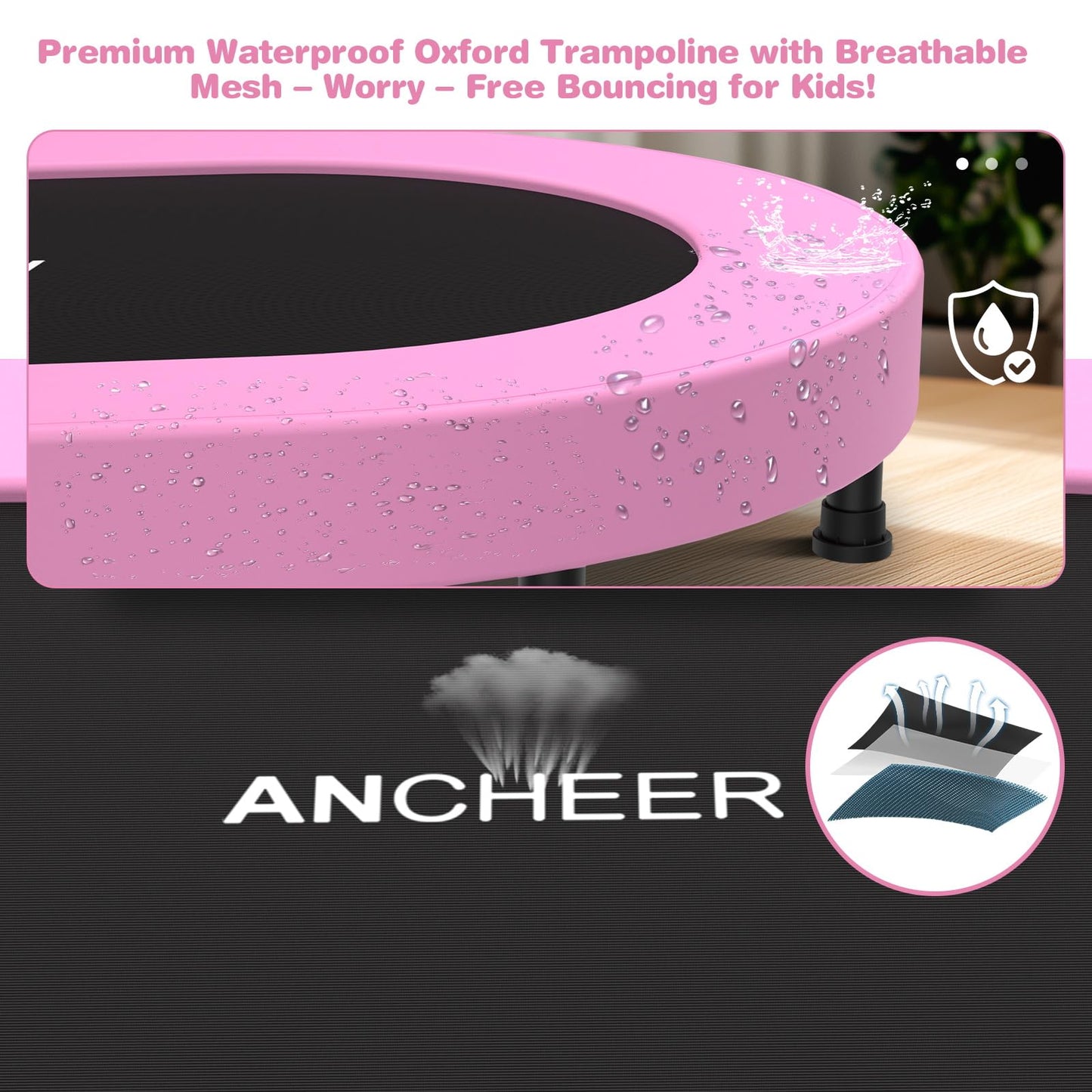 ANCHEER Trampoline, Mini Trampoline with Adjustable Handle - Indoor/Outdoor Rebounder for Kids & Toddlers, 56'' Safe Oval Fitness Trampoline with Bar for Home Fun