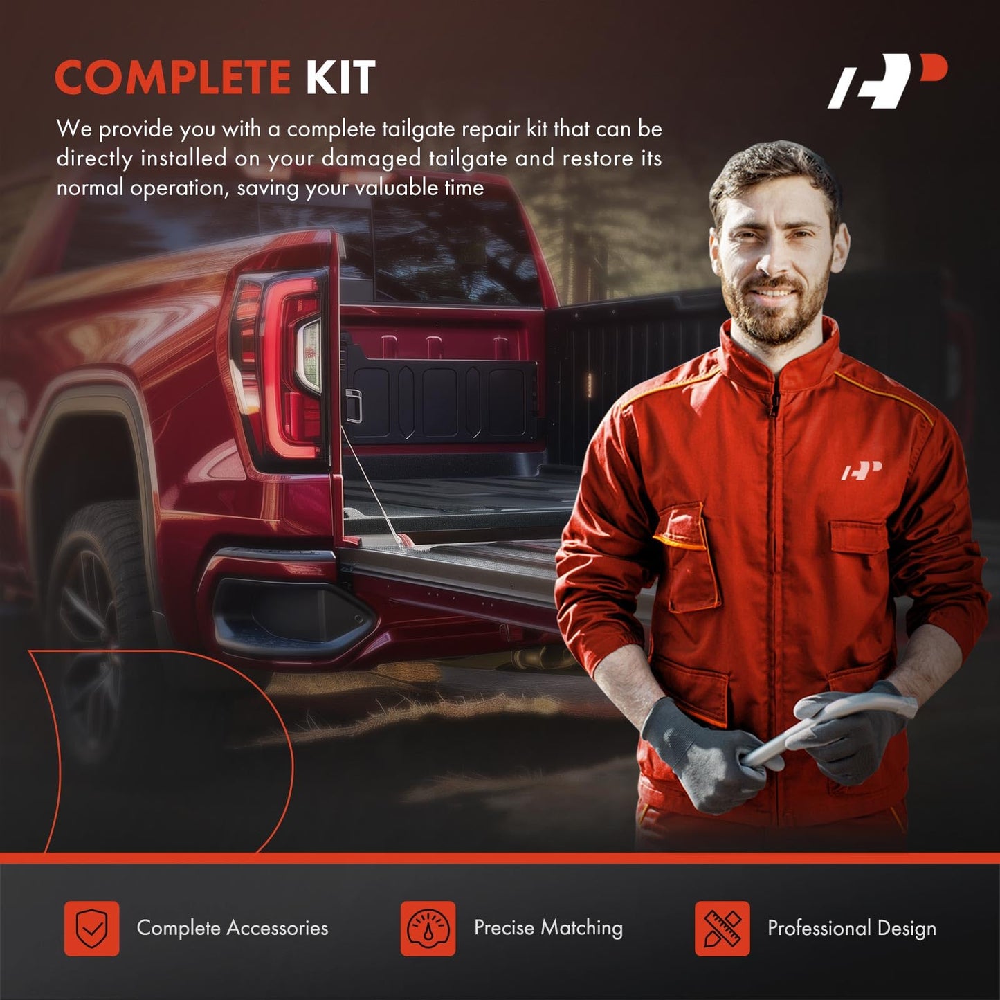 A-Premium Tailgate Rebuild Kit Compatible with Ford F-150 2009-2014, Rear Tailgate Parts Metal Handle Bezel Latch Rod Bracket Cable Bushing Hinge Bolts (Pack of 34)