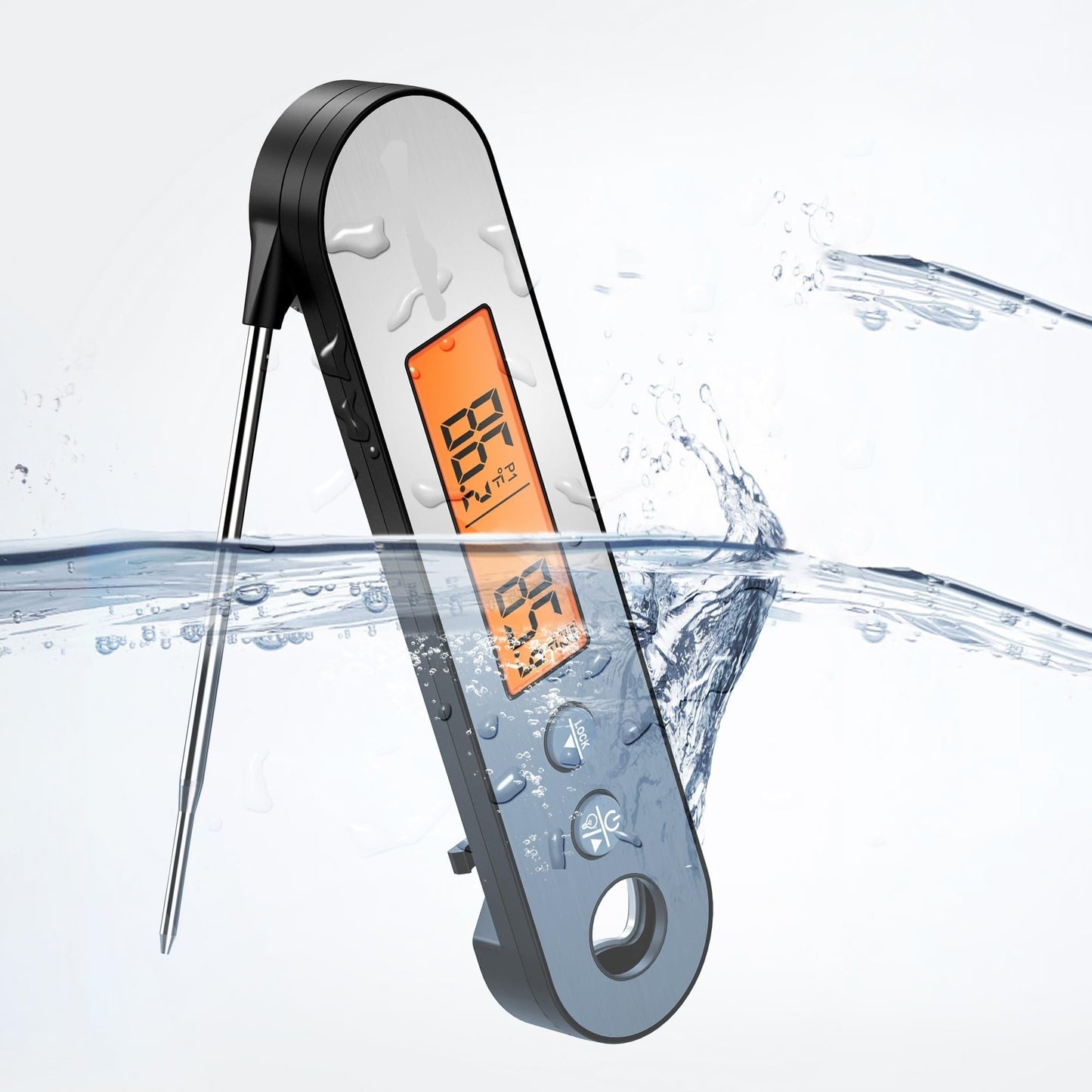 BERHUTJ Rechargable Waterproof Backlight 2 in 1 Folding Wired Probe Digital Kitchen Cooking Oven BBQ Meat Thermometer