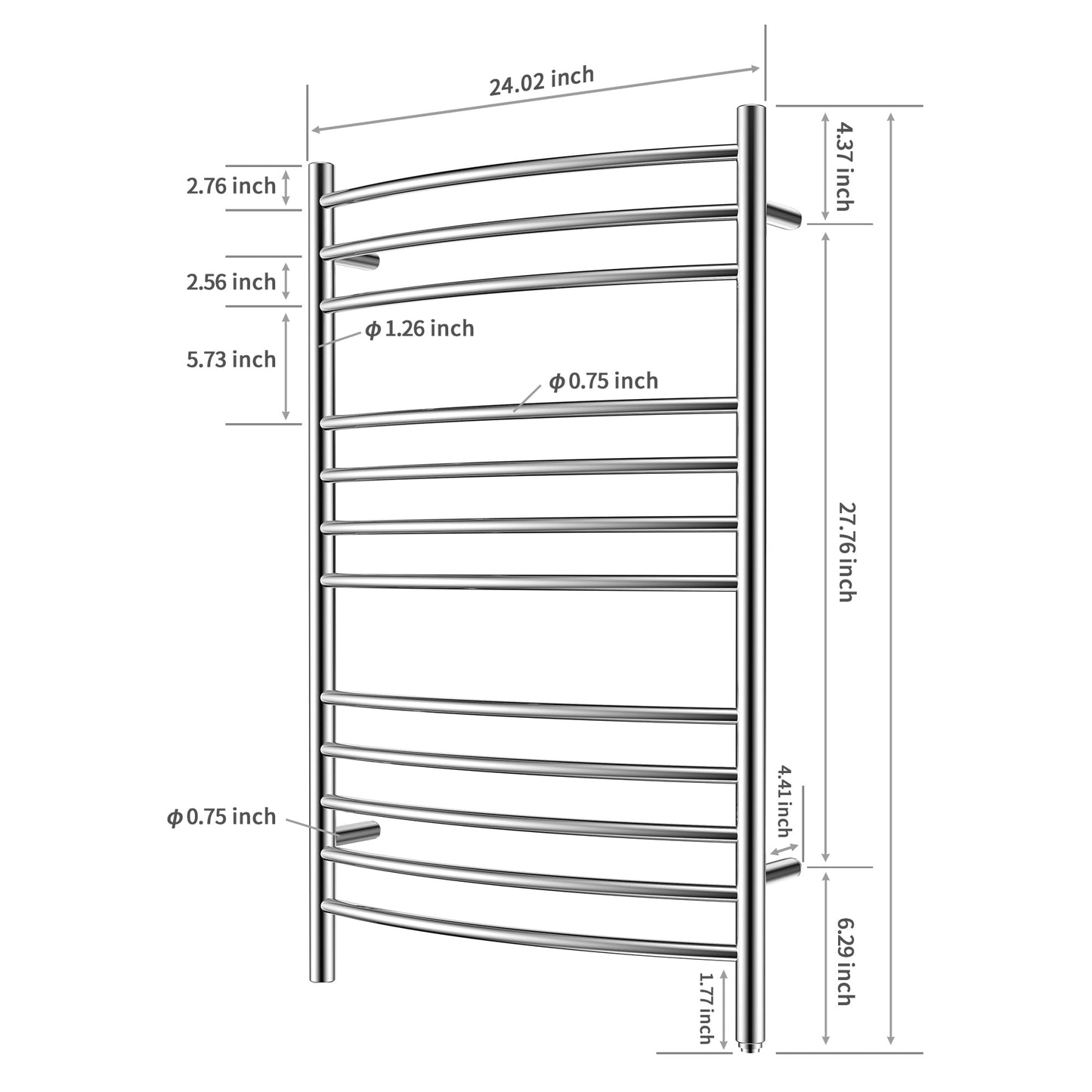 HEATGENE Towel Warmer Wall Mount Electric Plug-in/Hardwired Heated Towel Rack, 4-Supports Mirror Polish