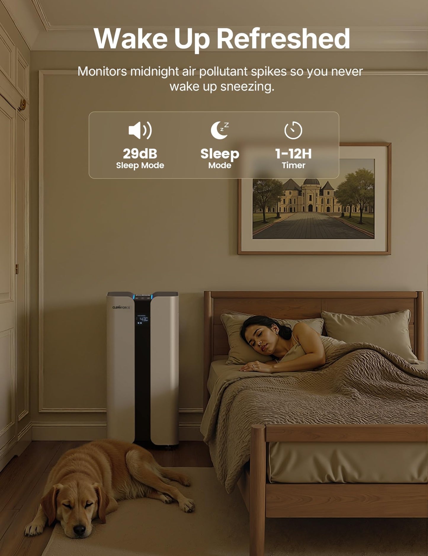 CleanForce Extra Large Air Purifier for Home Large Room,H13 HEPA Air Purifier with Carbon,Covers 3000ft² Office,Bedroom,Industrial Environment,Remove 99.97% Dust,Smoke,Odor,Pollen,VOCs MEGA1000 New