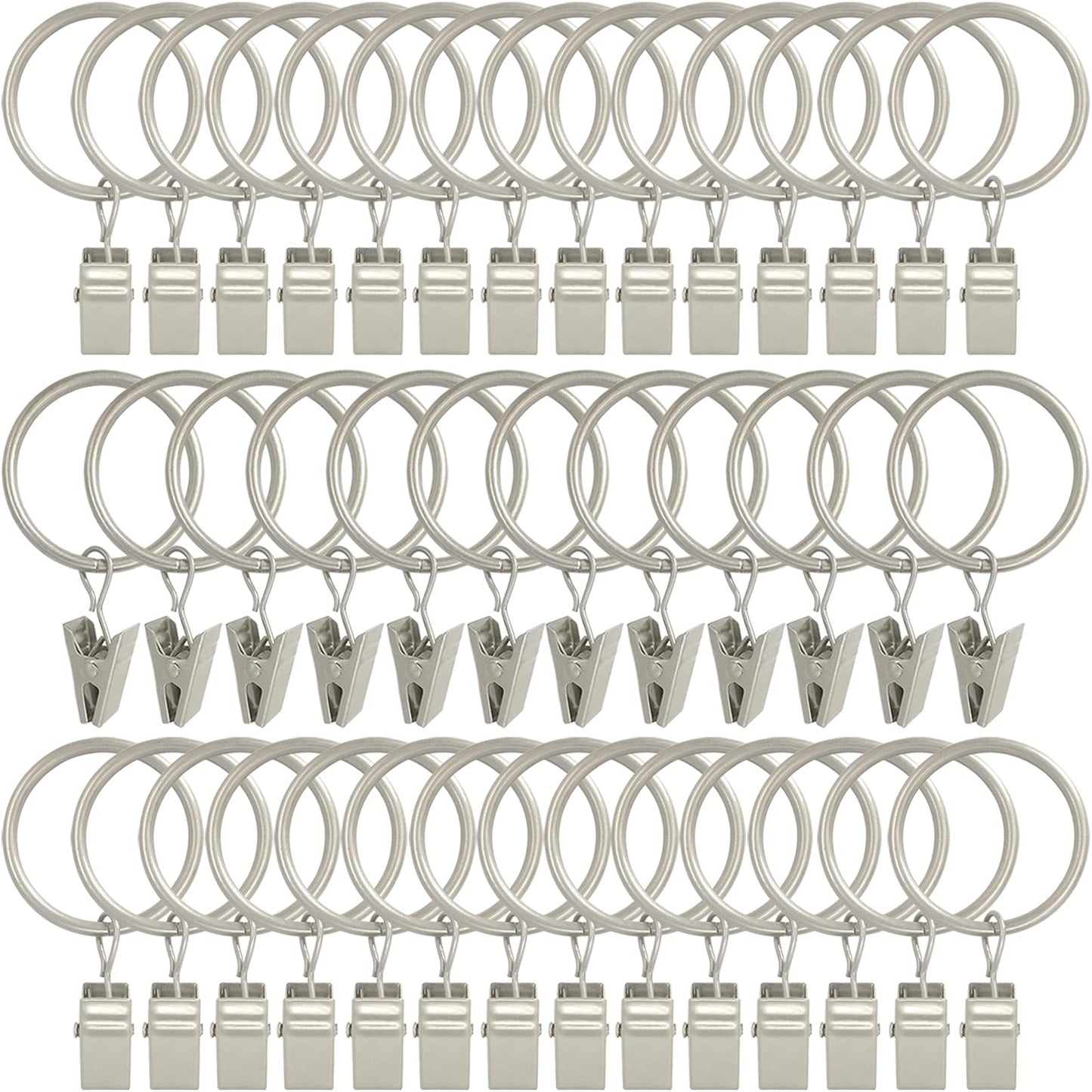 40 Pack Metal Curtain Rings with Clips, Drapery Clips Hooks, Decorative Curtain Rod Clips 1.5 in Interior Diameter, Antique Bronze